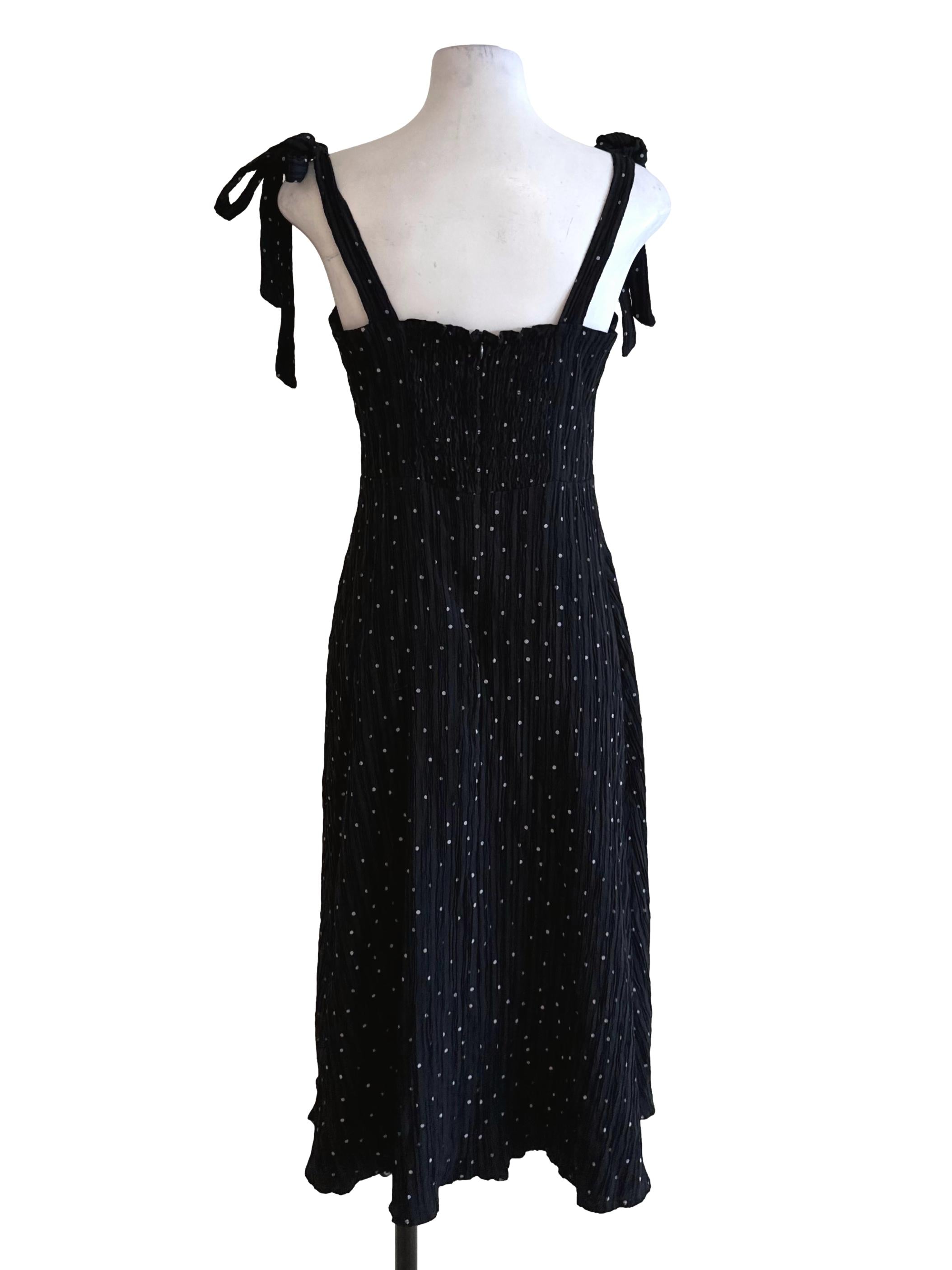 Raven Black Polka Dot Textured Dress LB