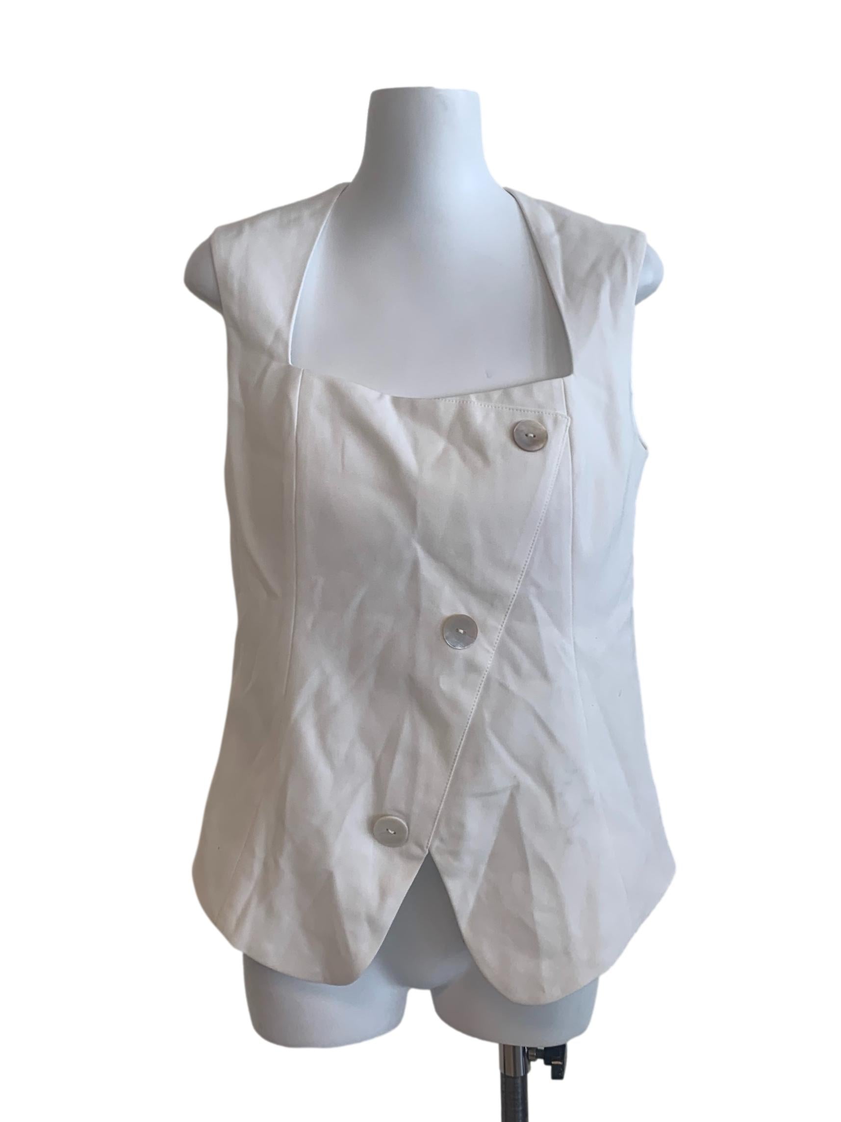 White Square Neck Top