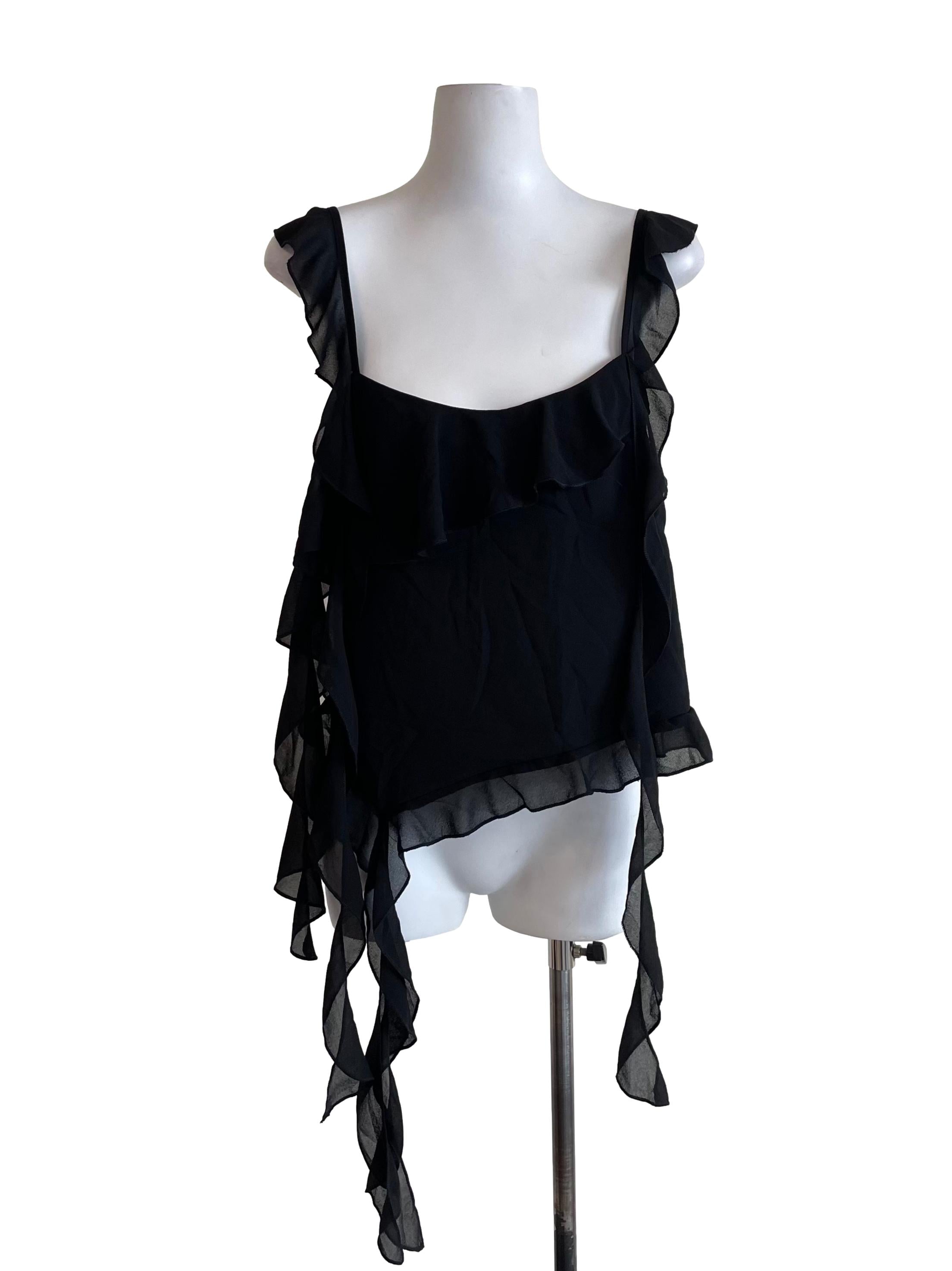 Black Ruffles Jellyfish Cami Top