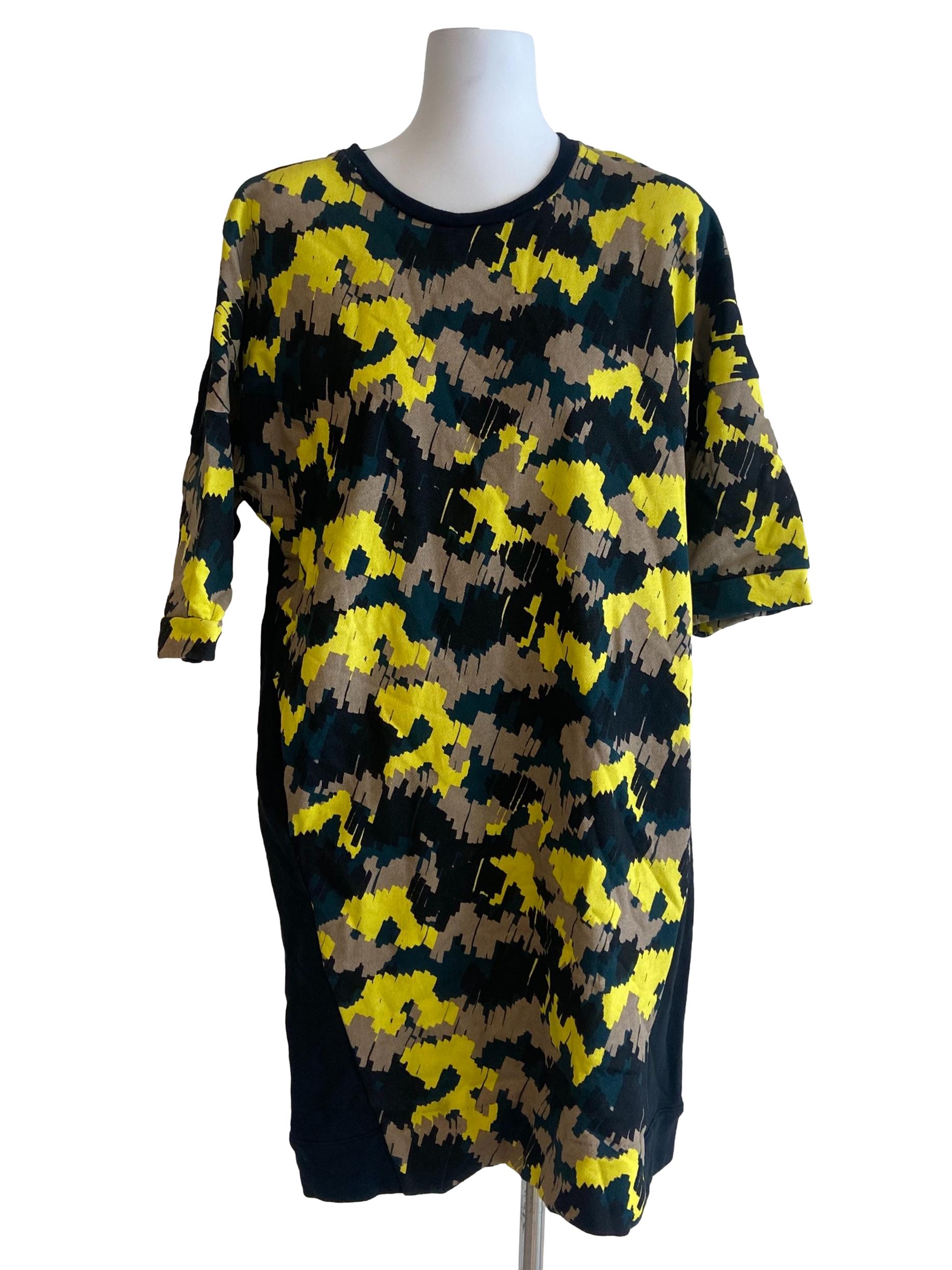 Yellow Black Asymmetric Patterns Dress