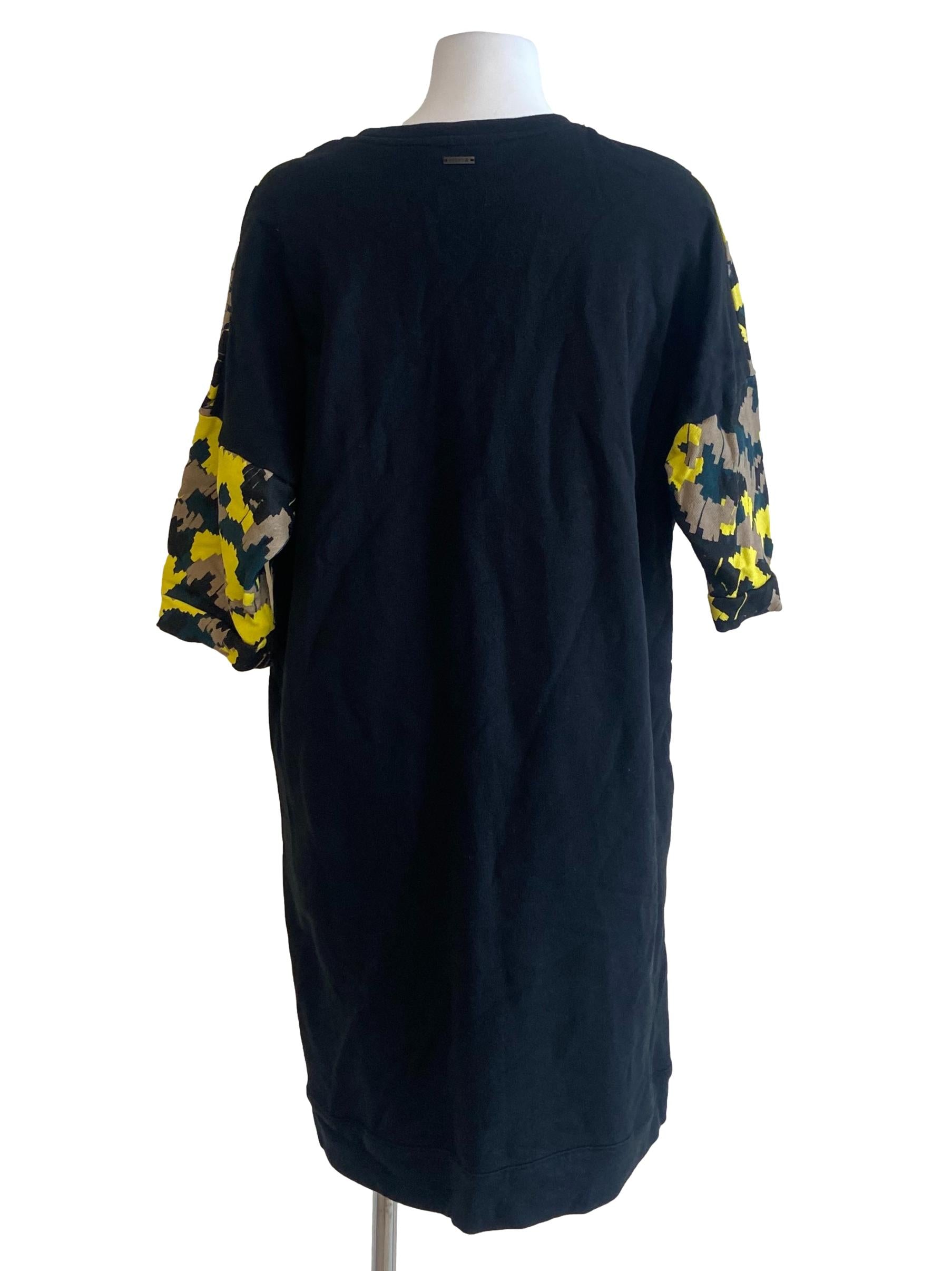 Yellow Black Asymmetric Patterns Dress