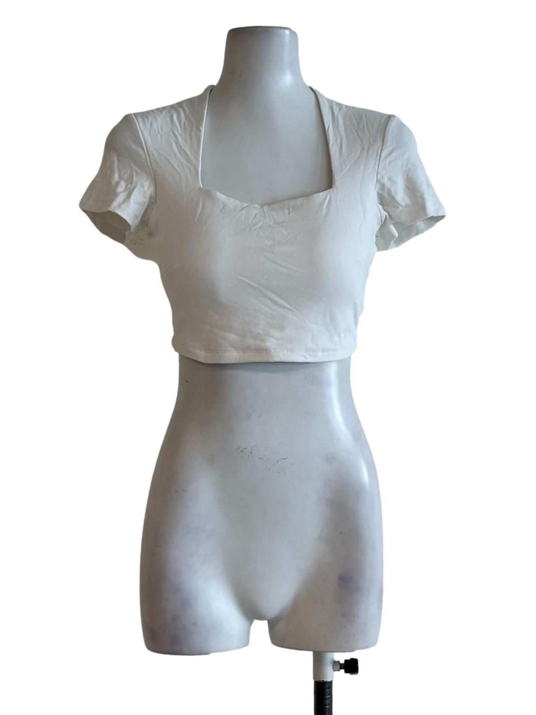 Cream White Square Neck Top