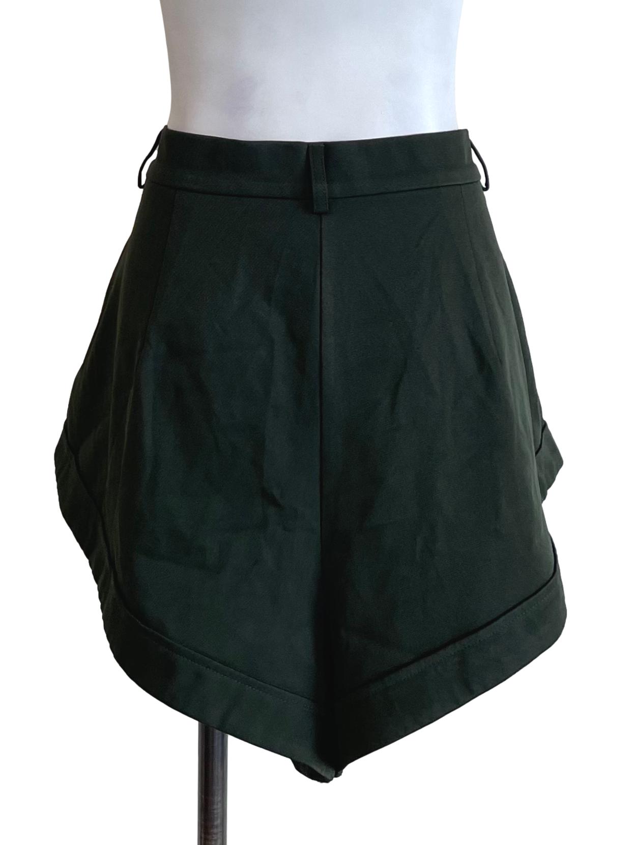 Dark Green Pleated Cuffed Shorts