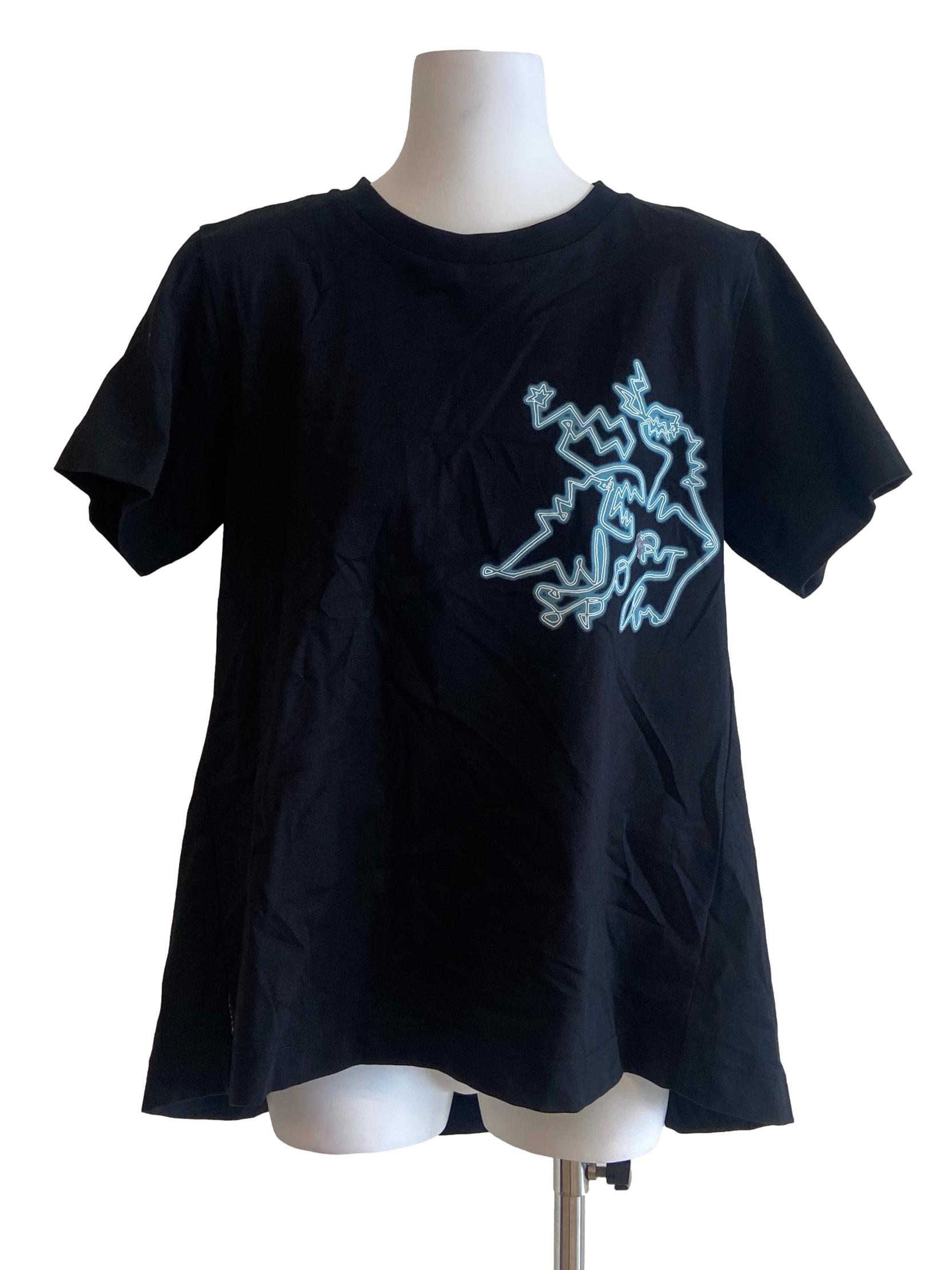 Black  Blue Sky Logo Asymmetric Blouse