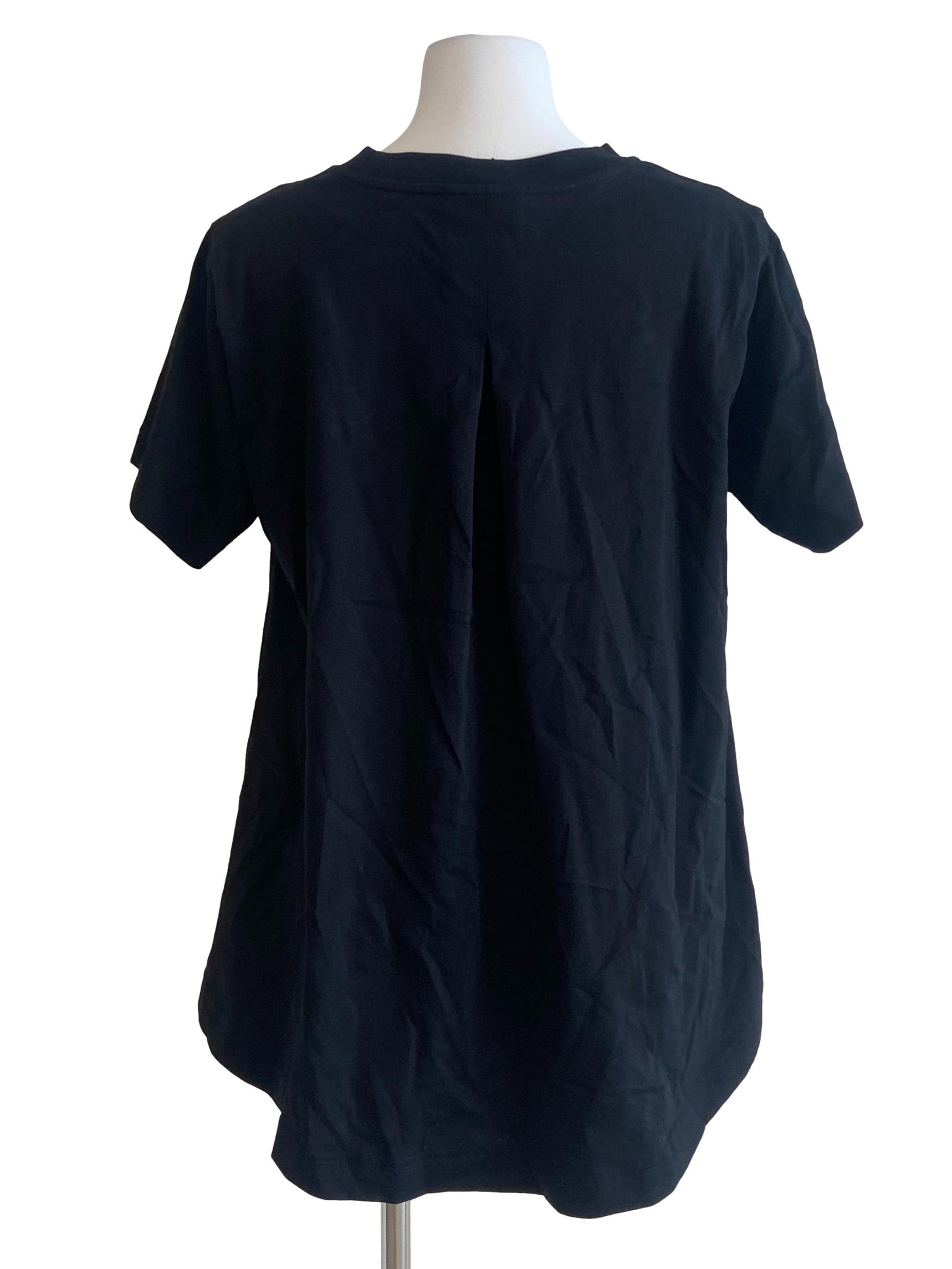 Black  Blue Sky Logo Asymmetric Blouse