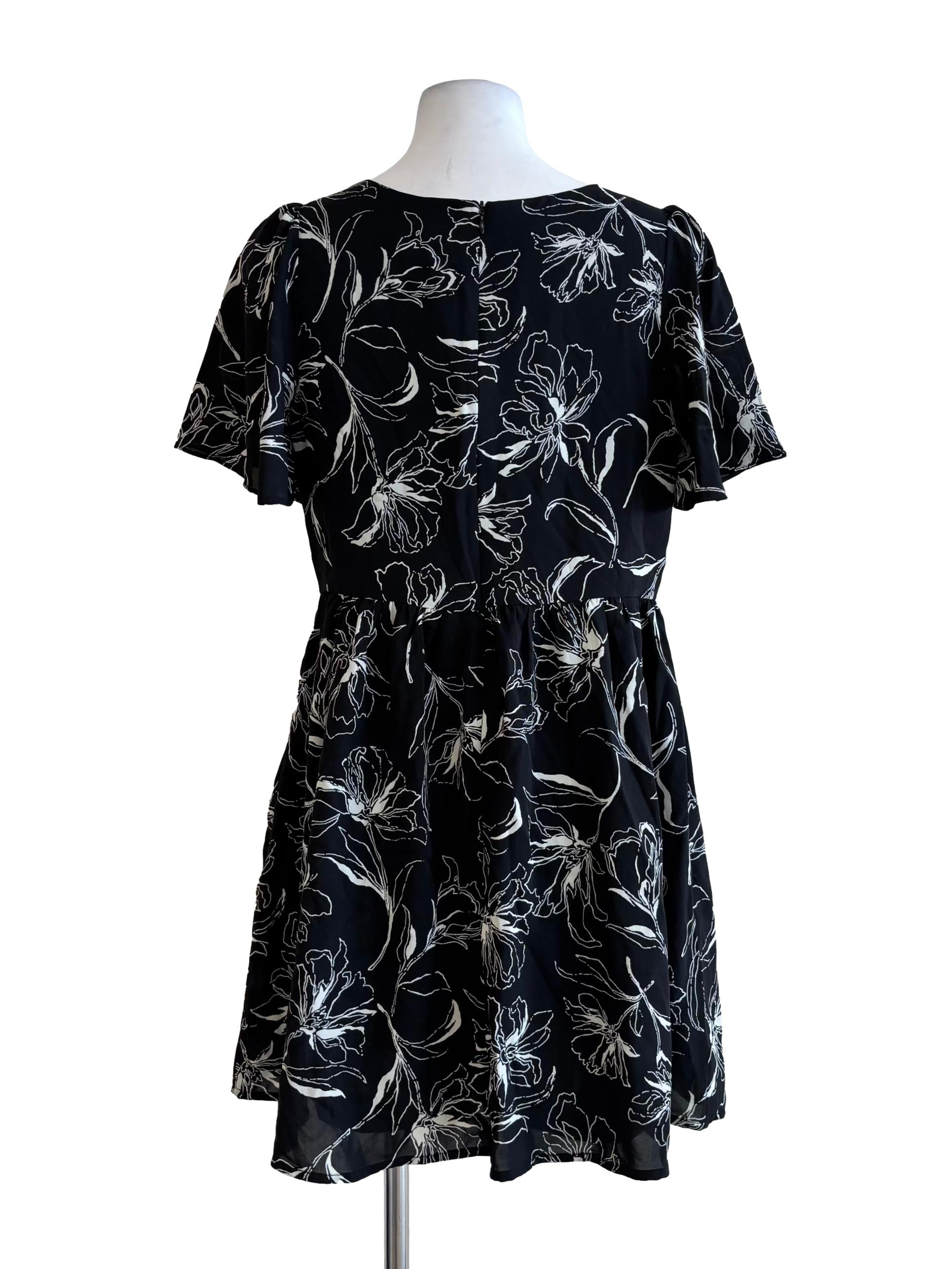 Black And White Floral Mini Dress