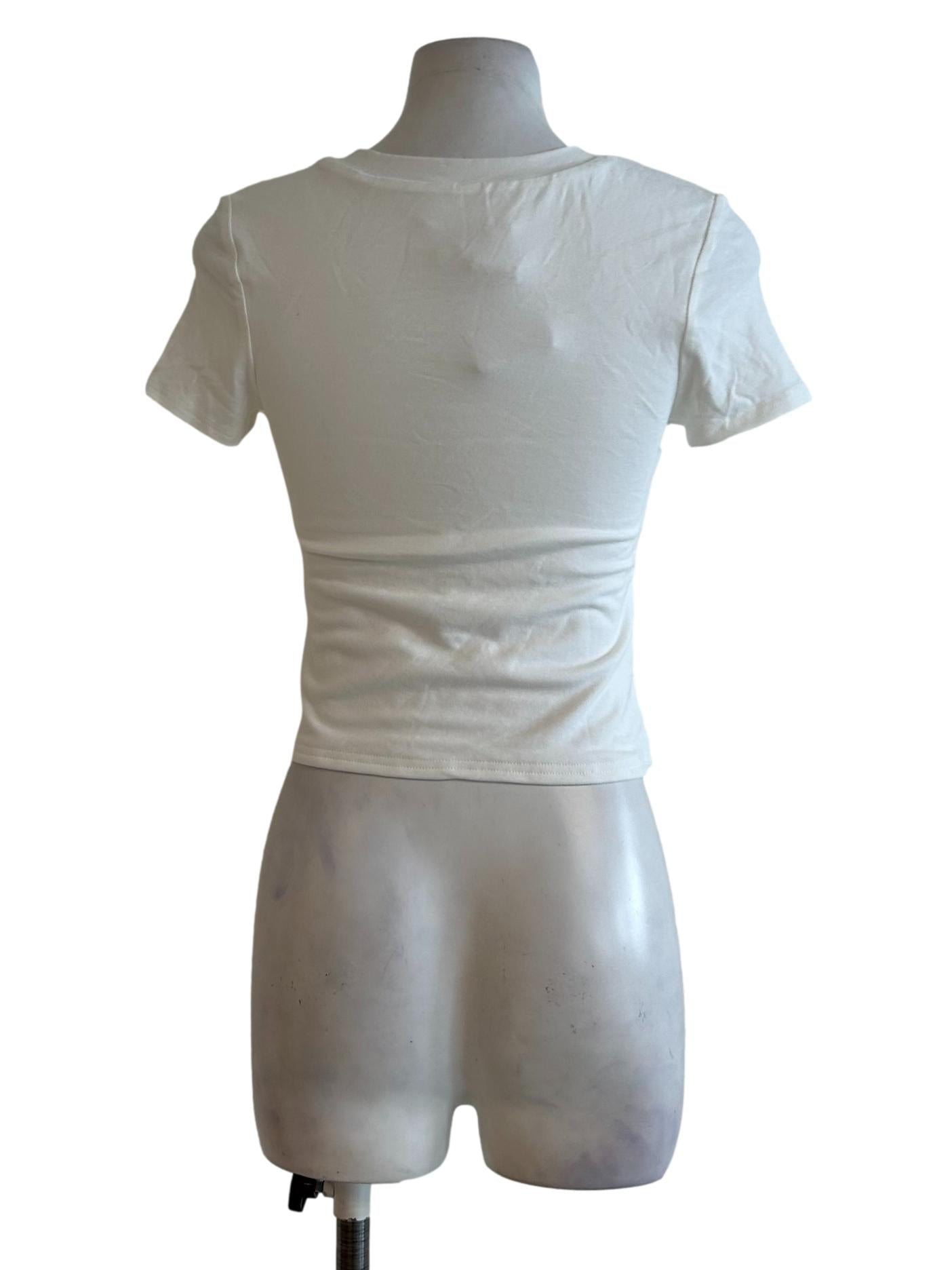 White With Pink Printed Bow Top