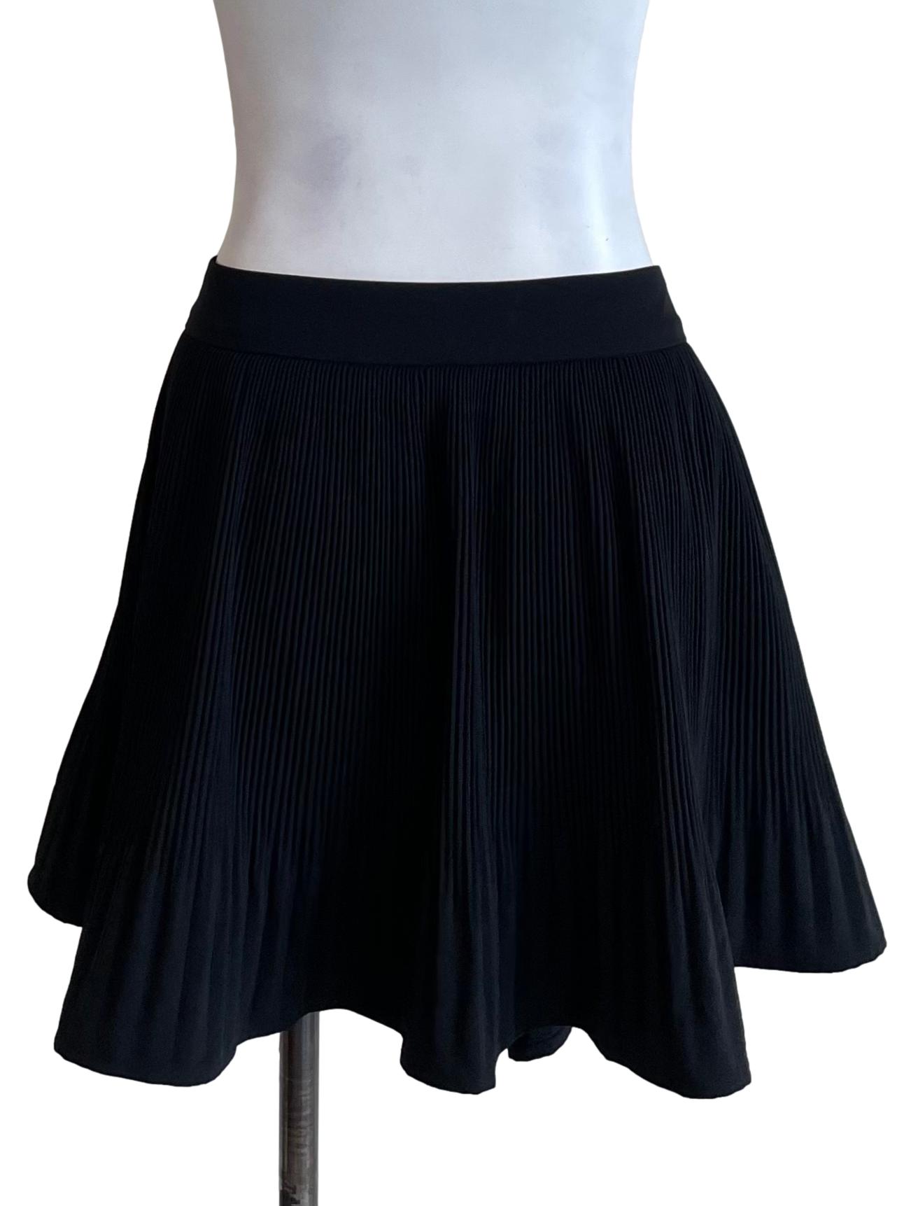 Black Accordion Mini Skirt