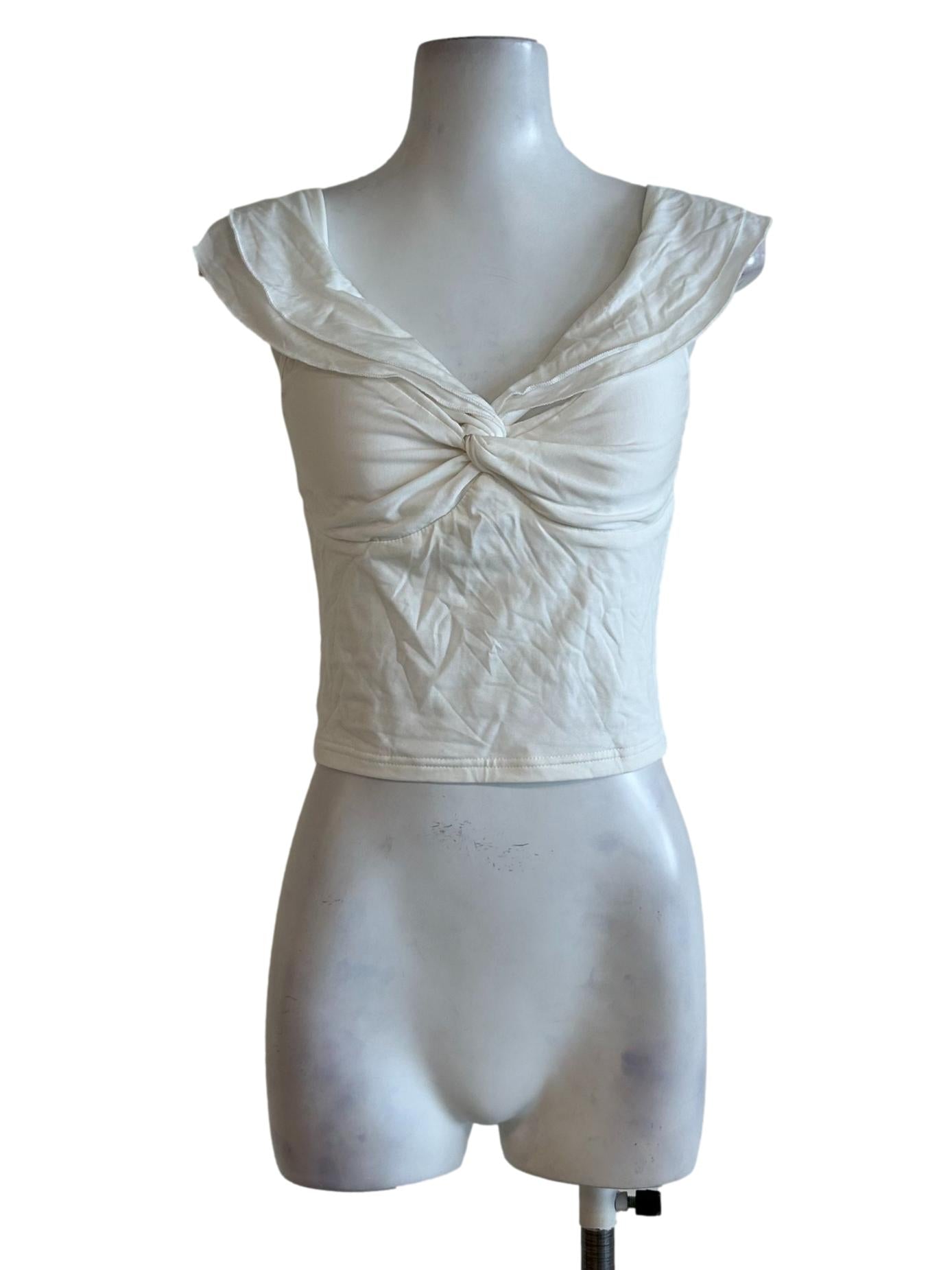 Ivory White Wide Neck Sleeveless Top