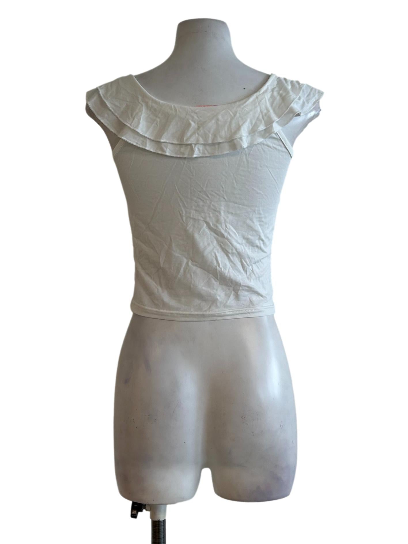 Ivory White Wide Neck Sleeveless Top