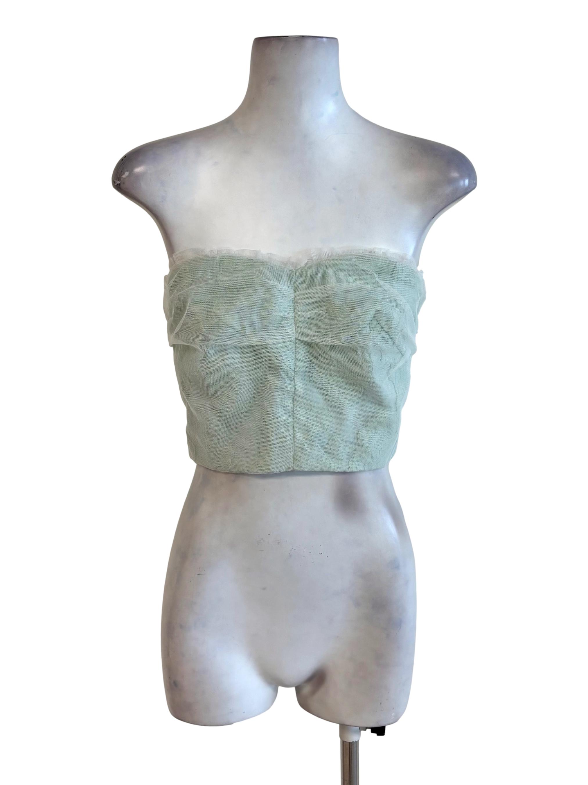 Mint Green Lace Bandeau Crop Top