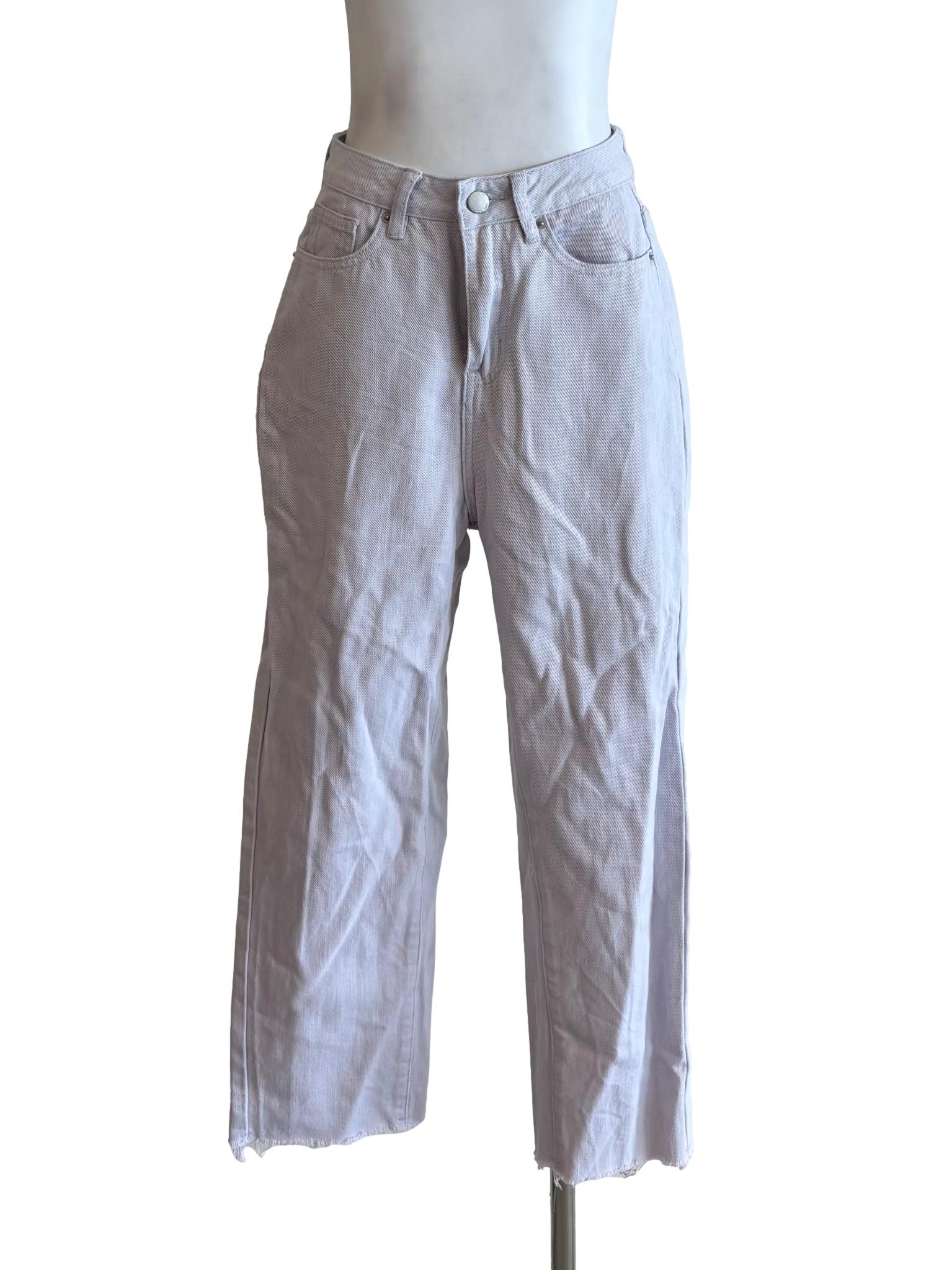 White Smoke Frayed Slim Fit Jeans