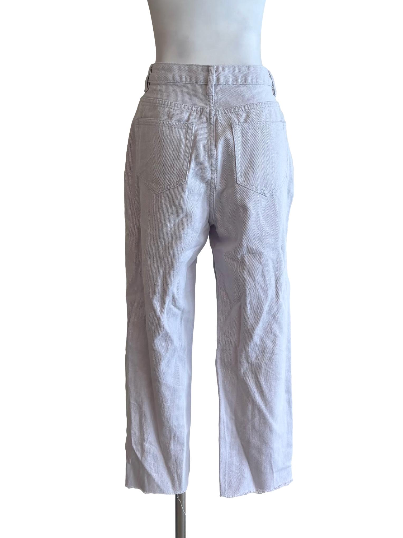 White Smoke Frayed Slim Fit Jeans