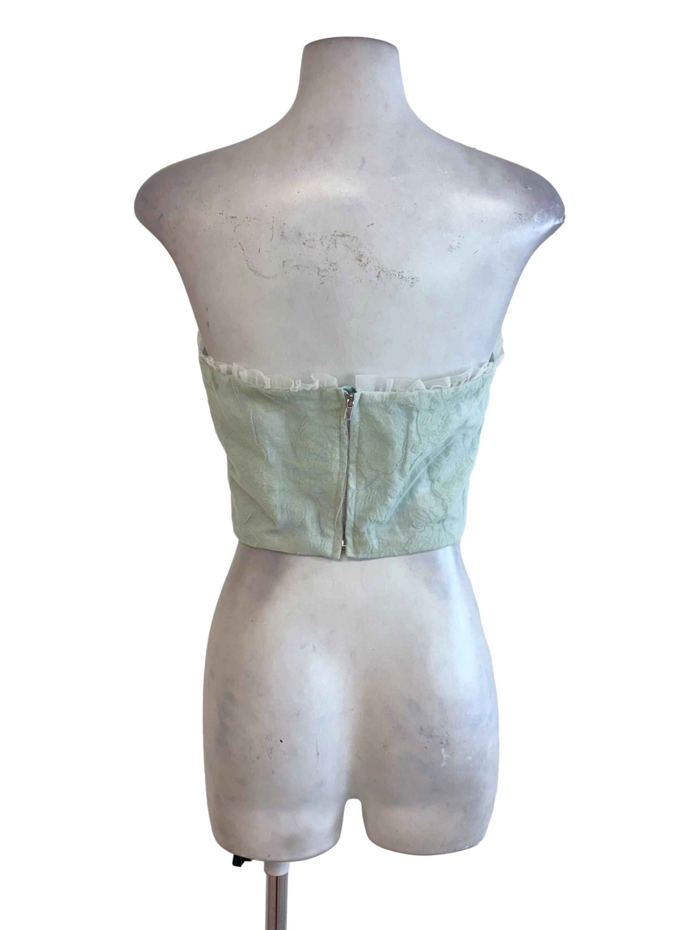 Mint Green Lace Bandeau Crop Top