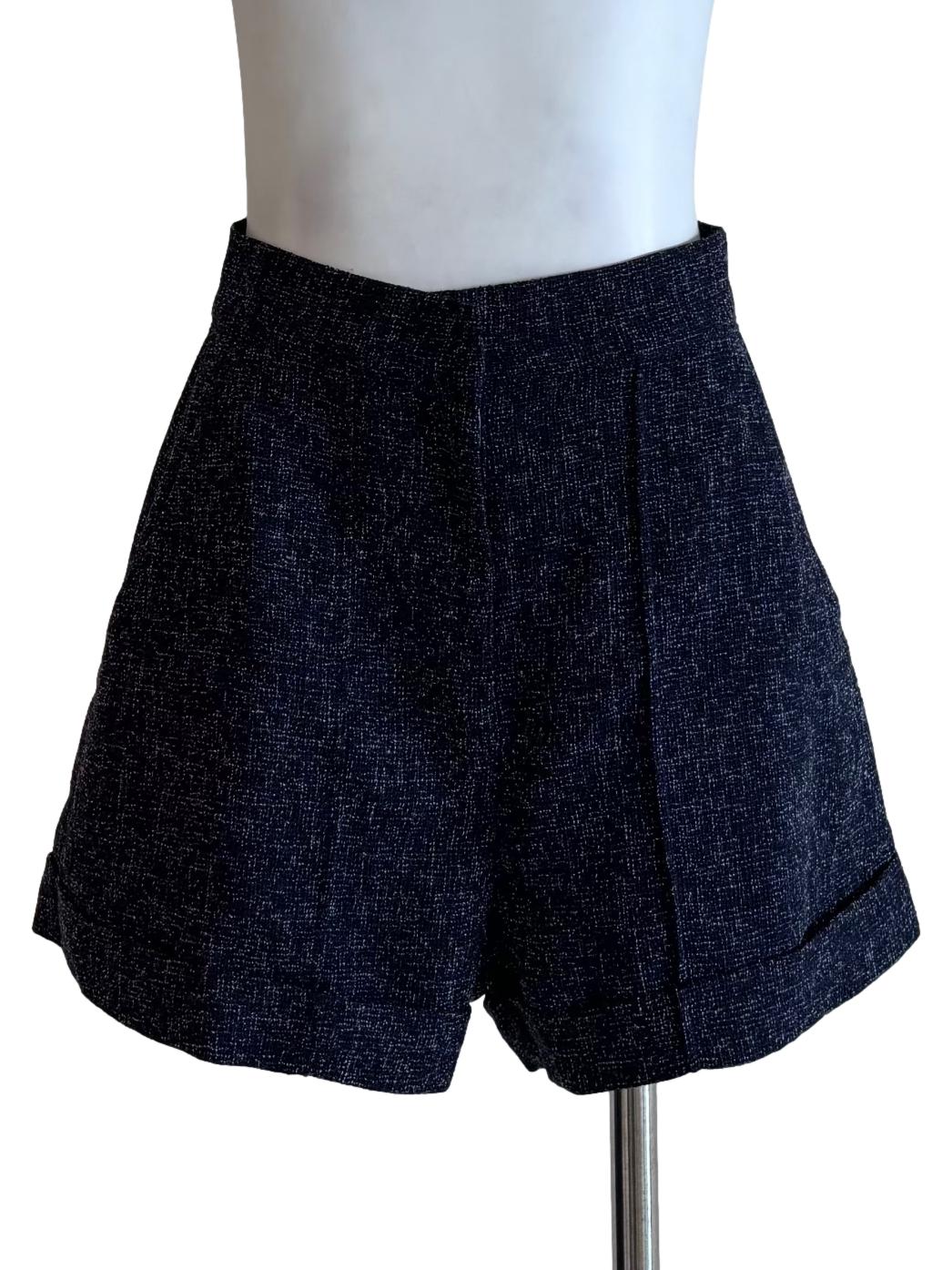 Midnight Blue Tweed Shorts