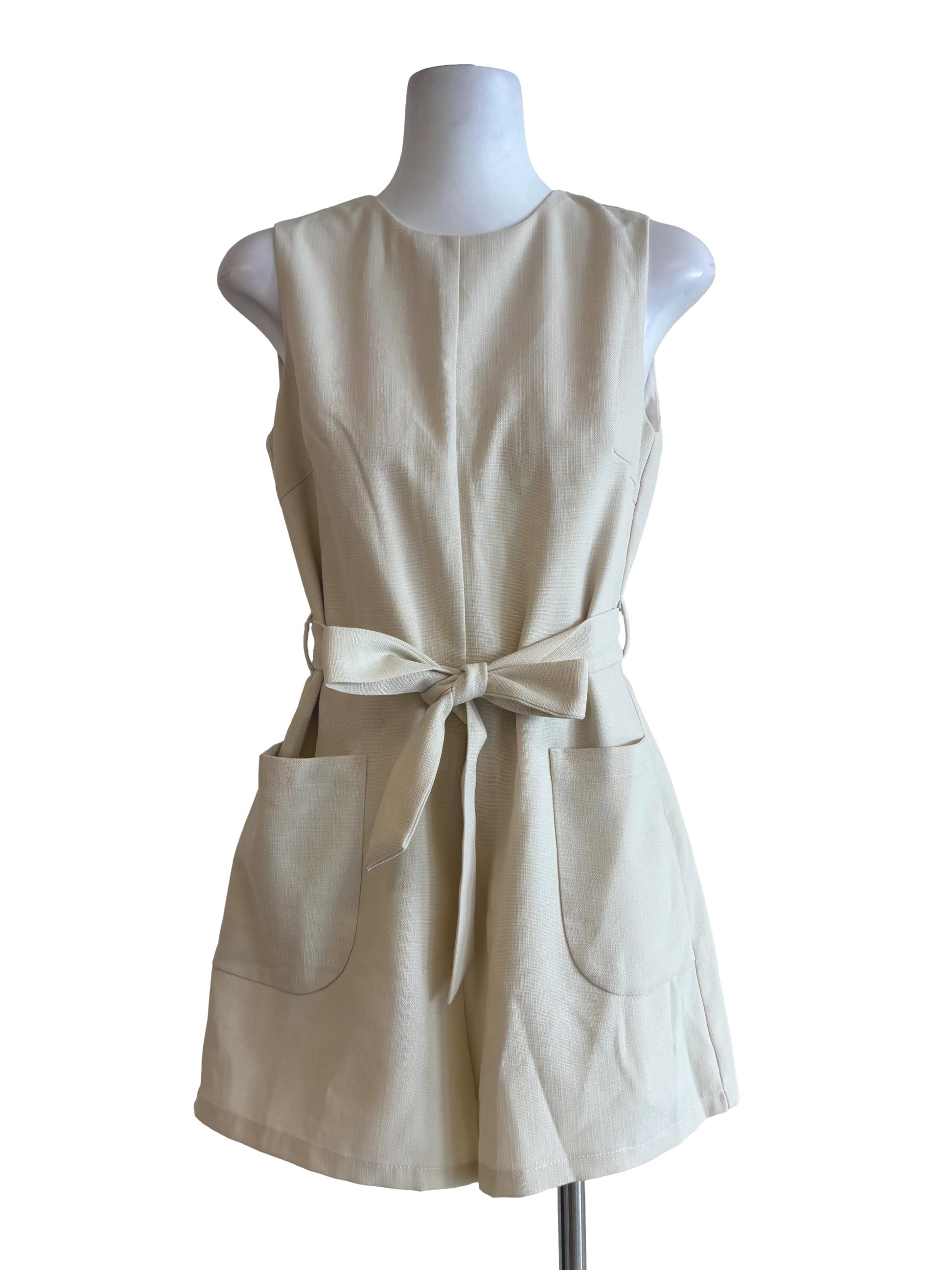 Beige Sleeveless Romper