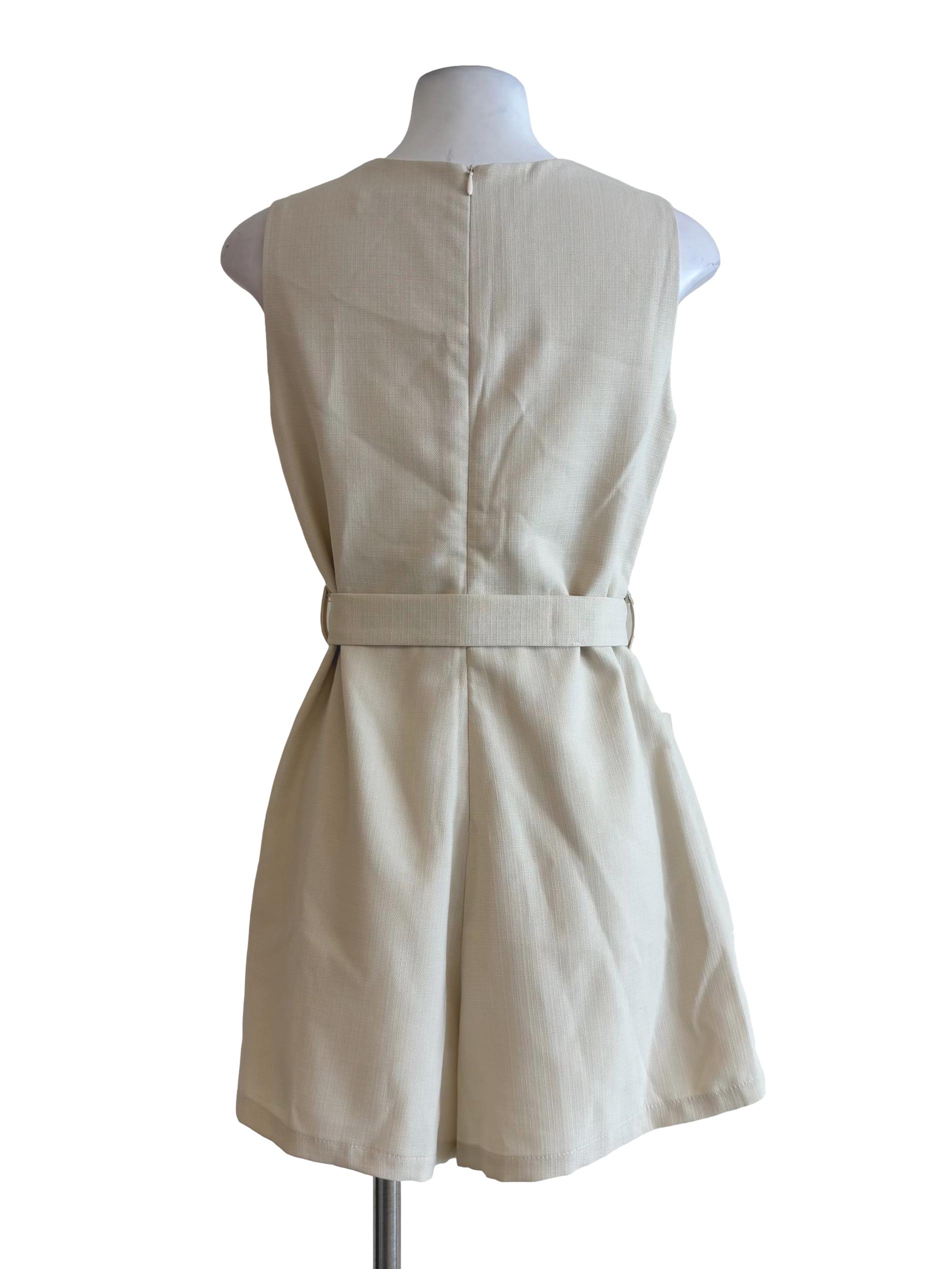 Beige Sleeveless Romper