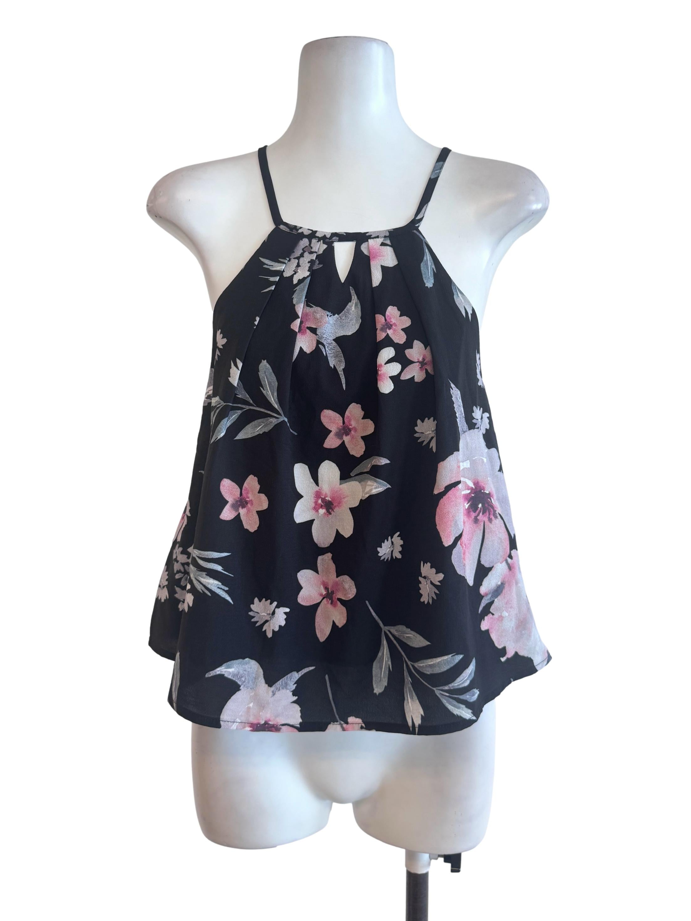 Black Floral Tank Top