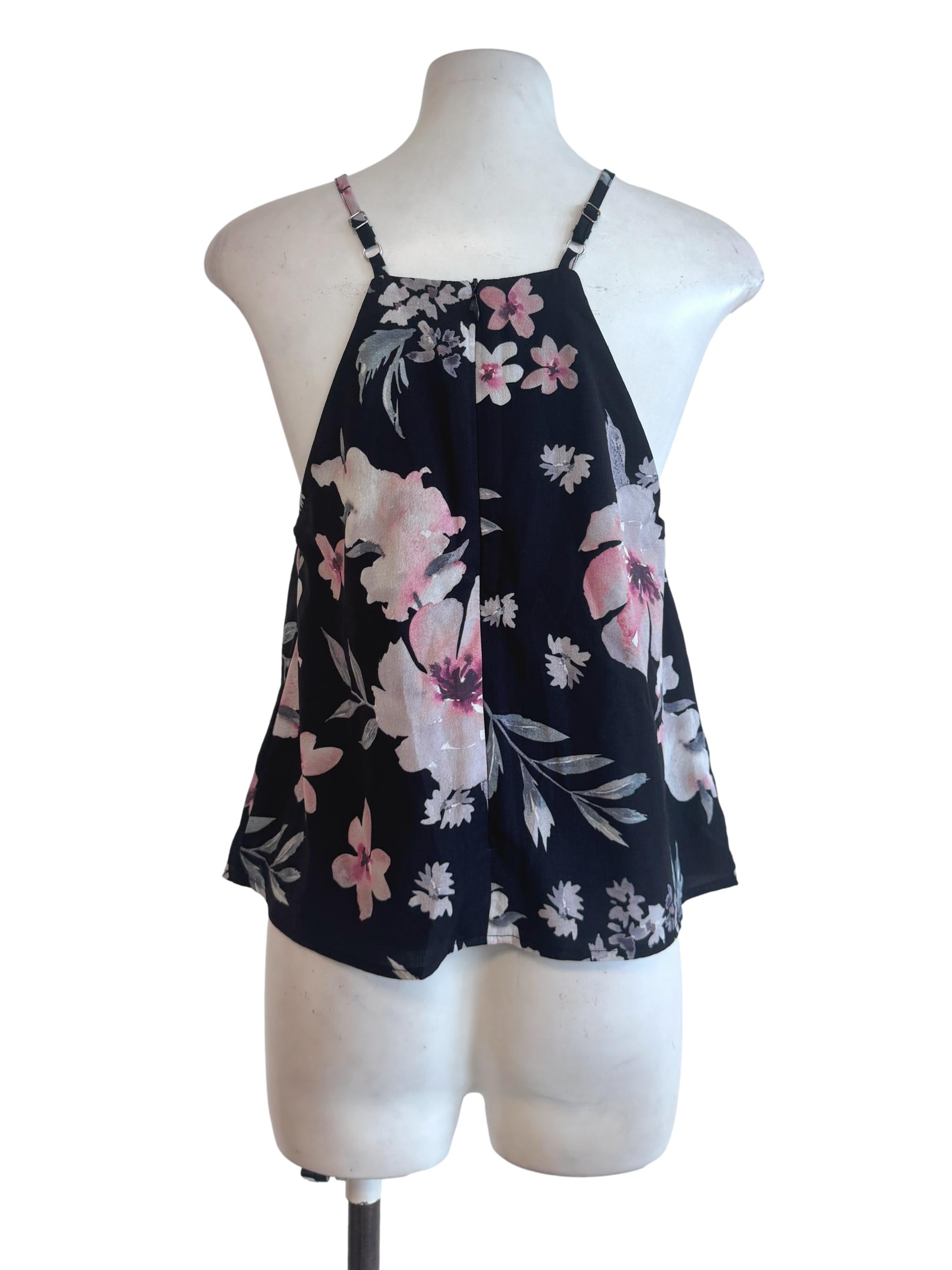 Black Floral Tank Top