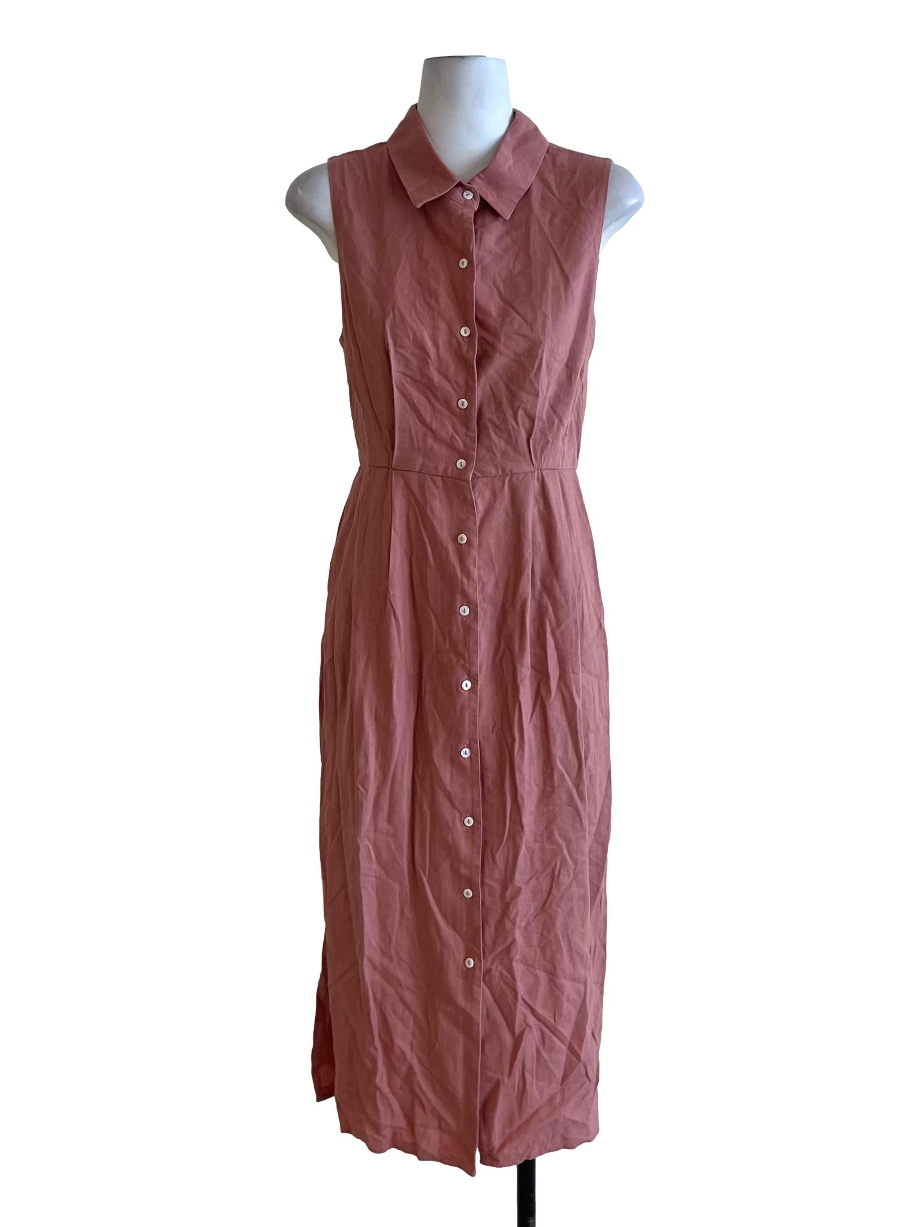 Linen Pleated Shirt Dress OSN