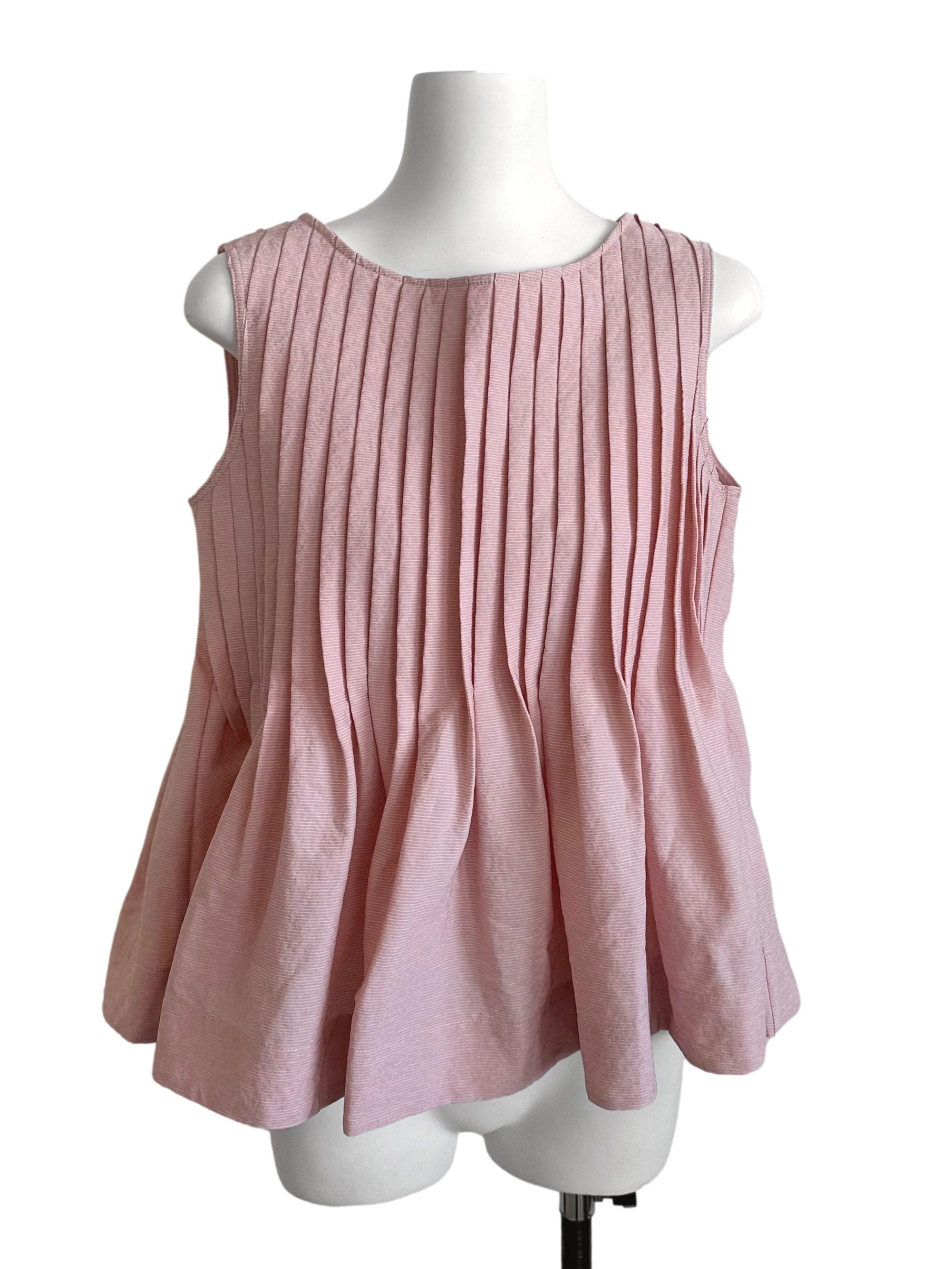 Light Pink Textured Pleated Peplum Top