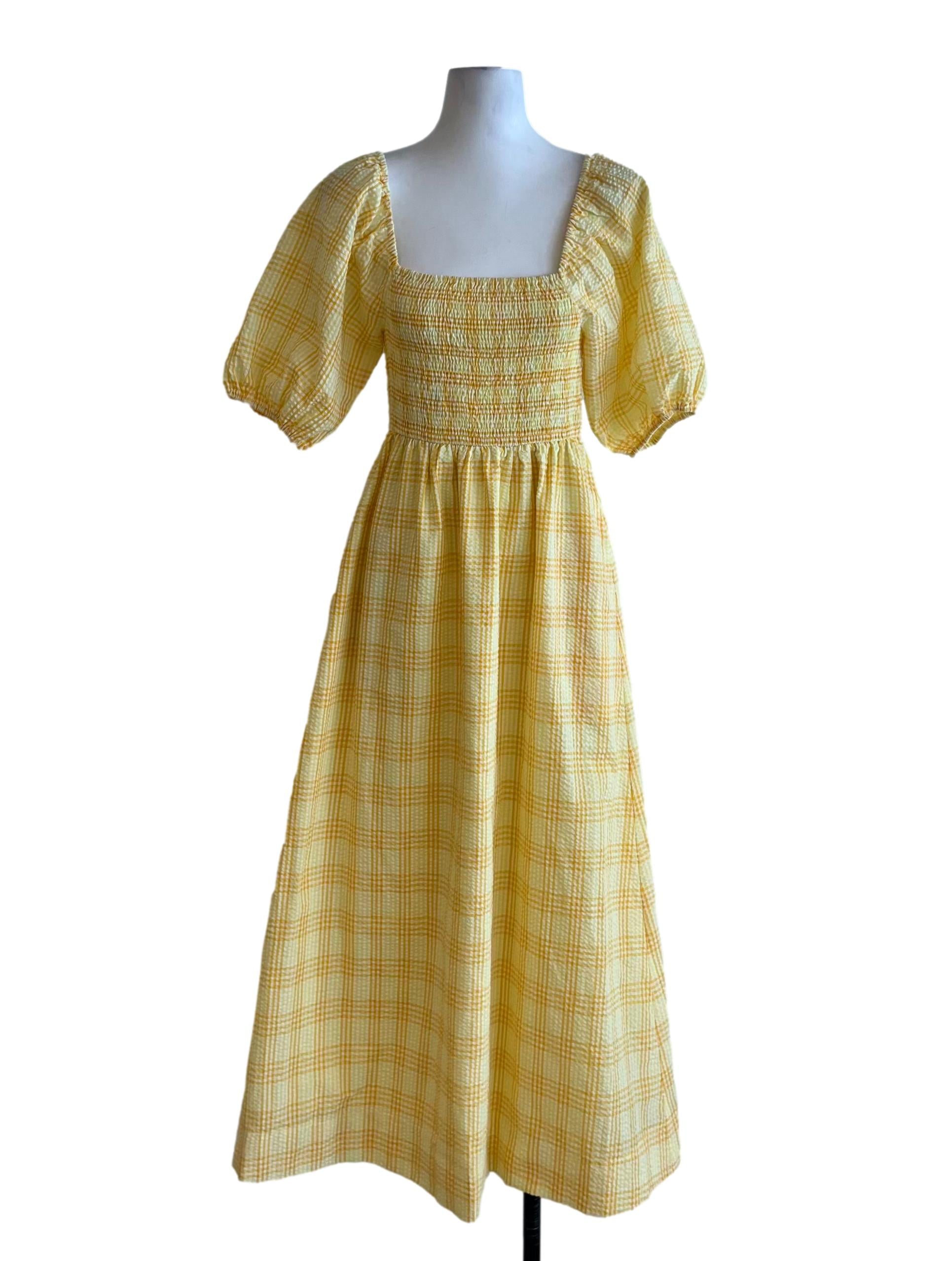 Buttermilk Yellow Tartan Empire Dress