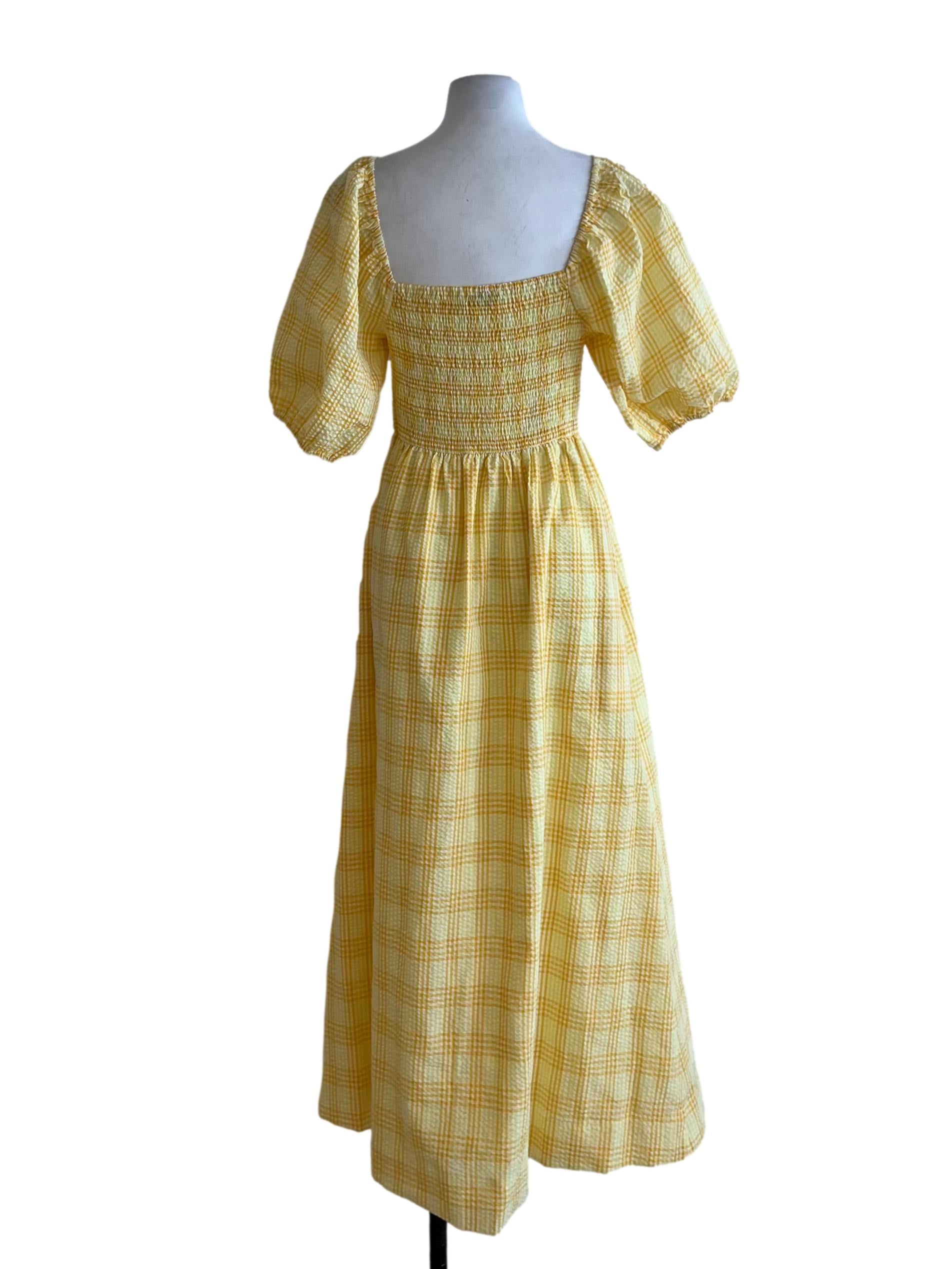 Buttermilk Yellow Tartan Empire Dress