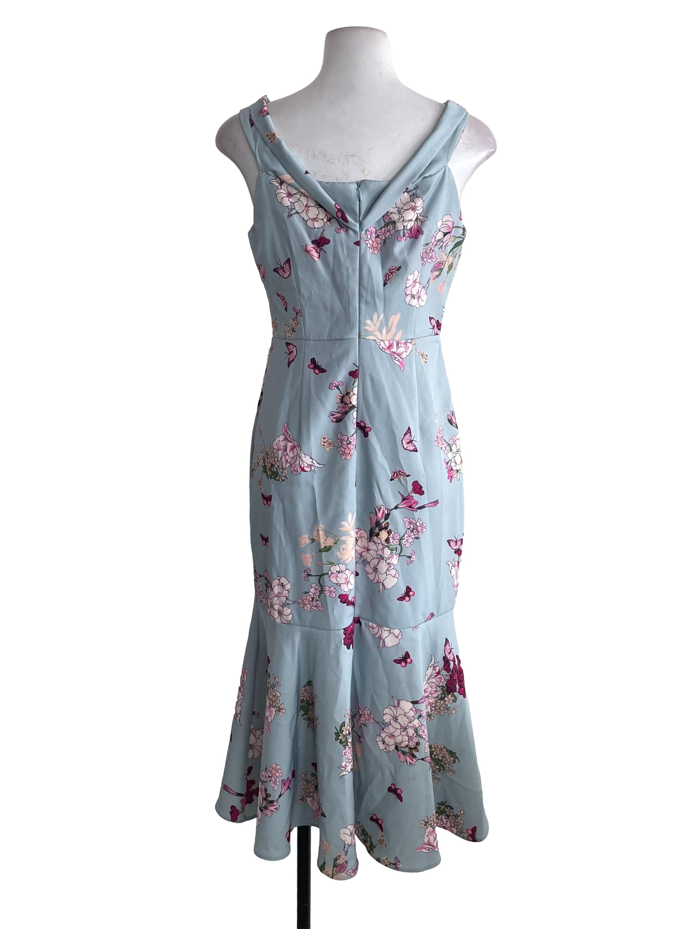 Light Blue Floral Mermaid Dress