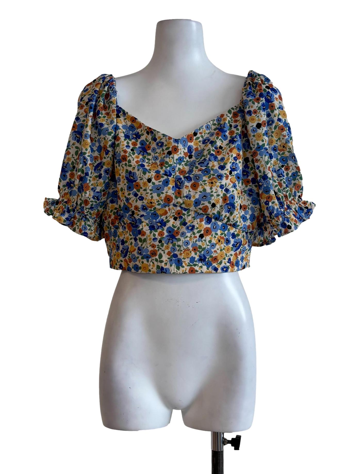 Blue Yellow Floral Baby Doll Top