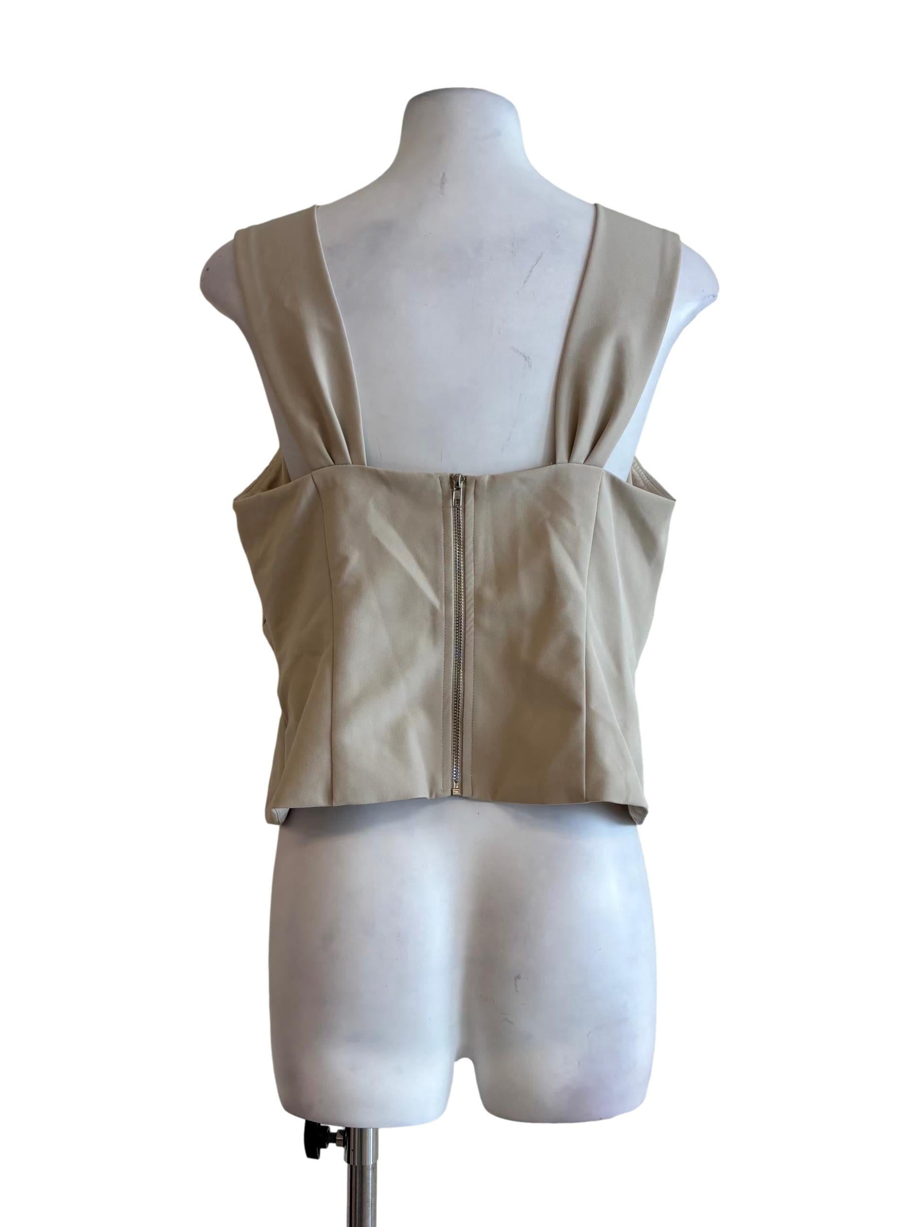 Merino Beige Sweetheart Sleeveless Top