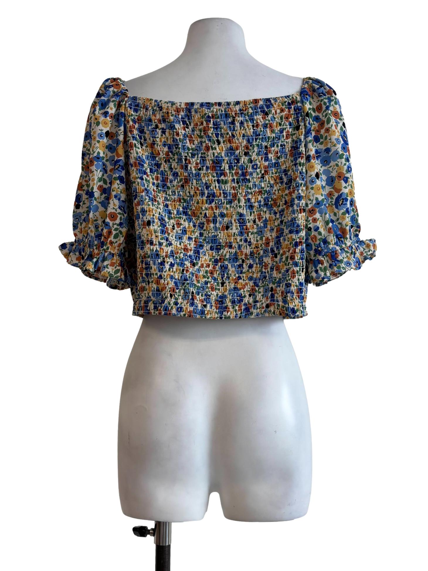 Blue Yellow Floral Baby Doll Top
