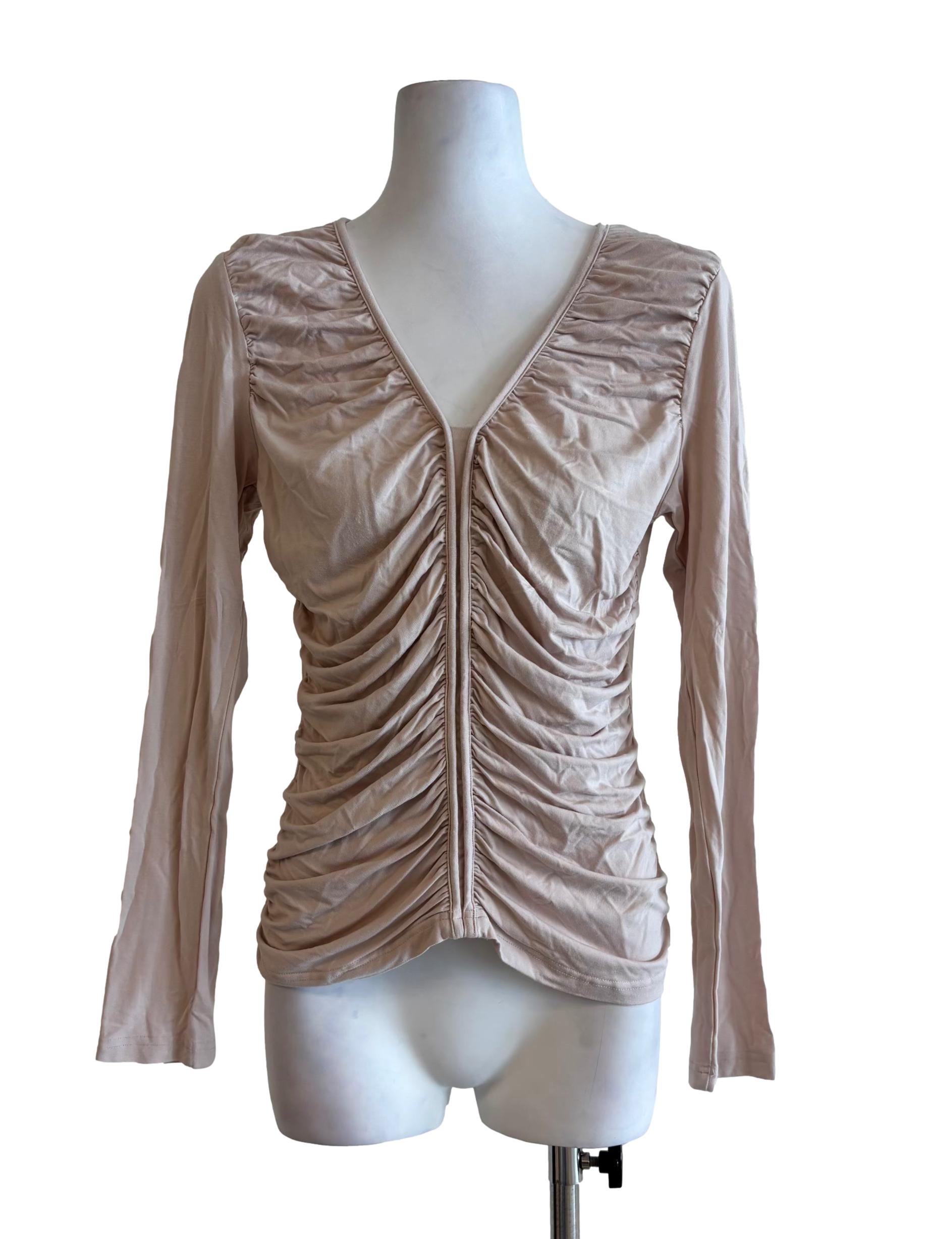 Almond Long Sleeve Ruched Top