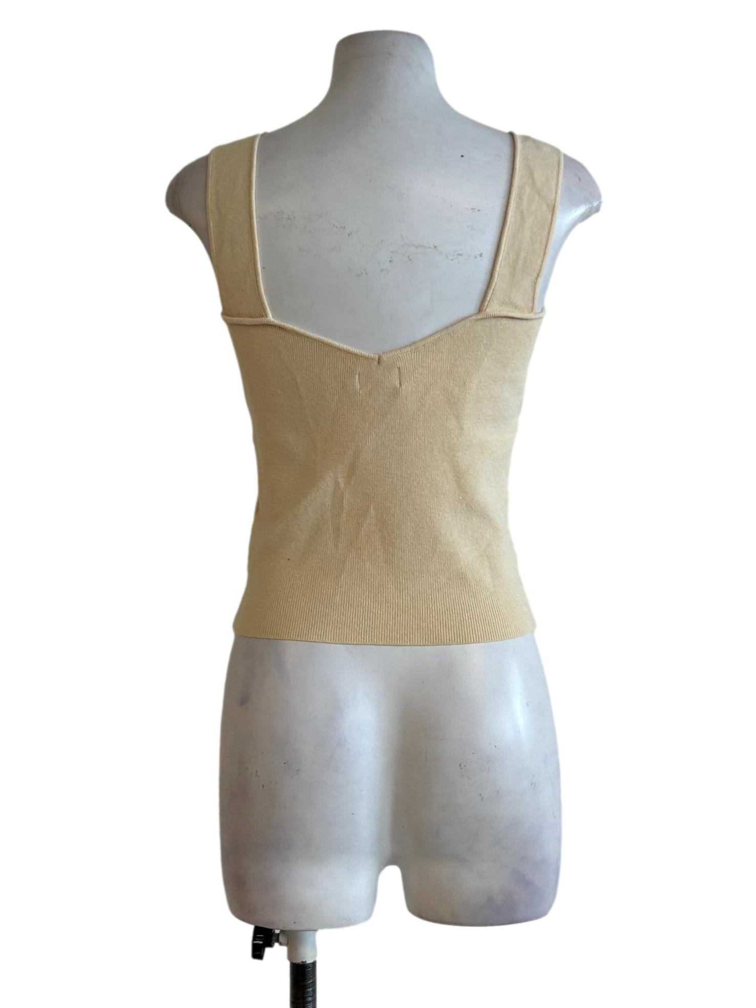 Beige Square Neck Sleeveless Top