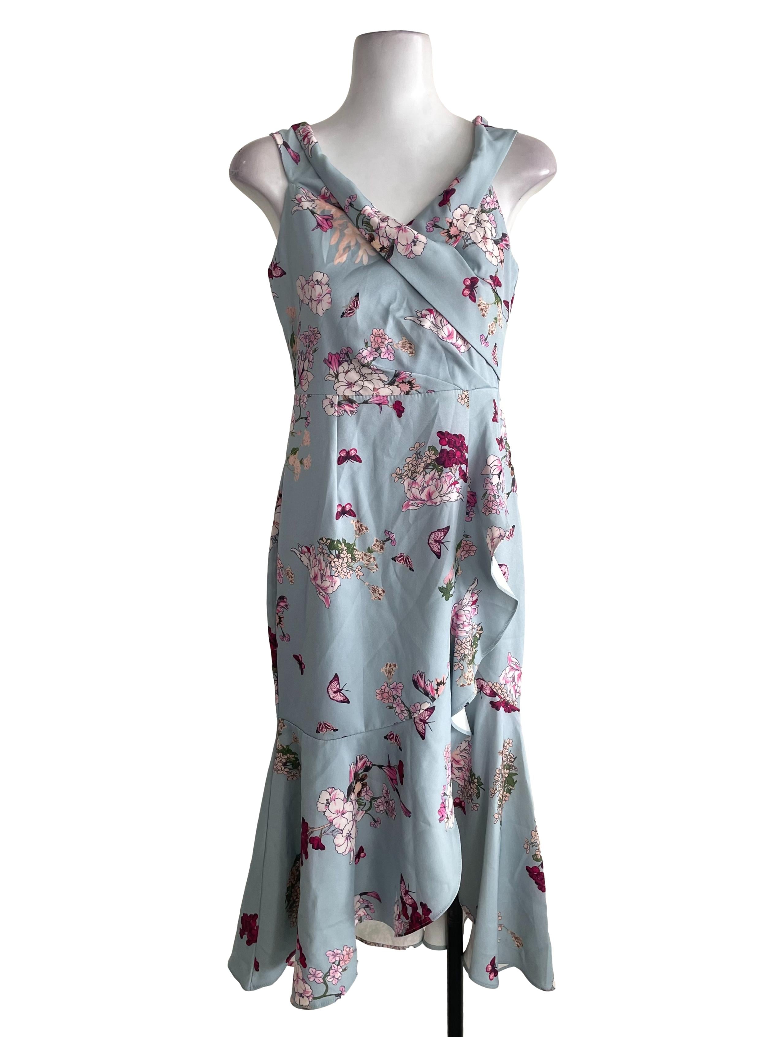 Light Blue Floral Mermaid Dress