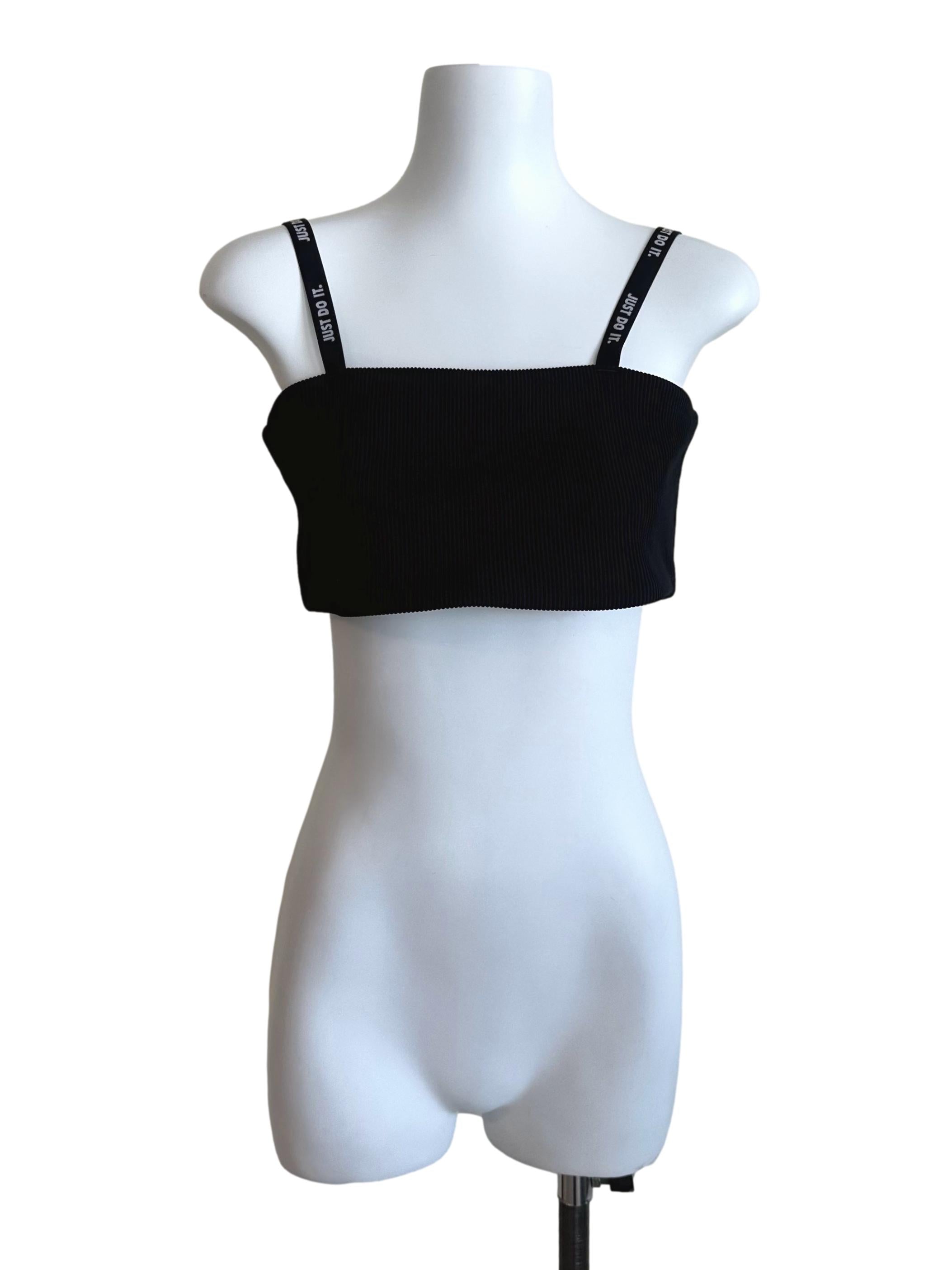 Rich Black Square Neck Textured Crop Fitted Top