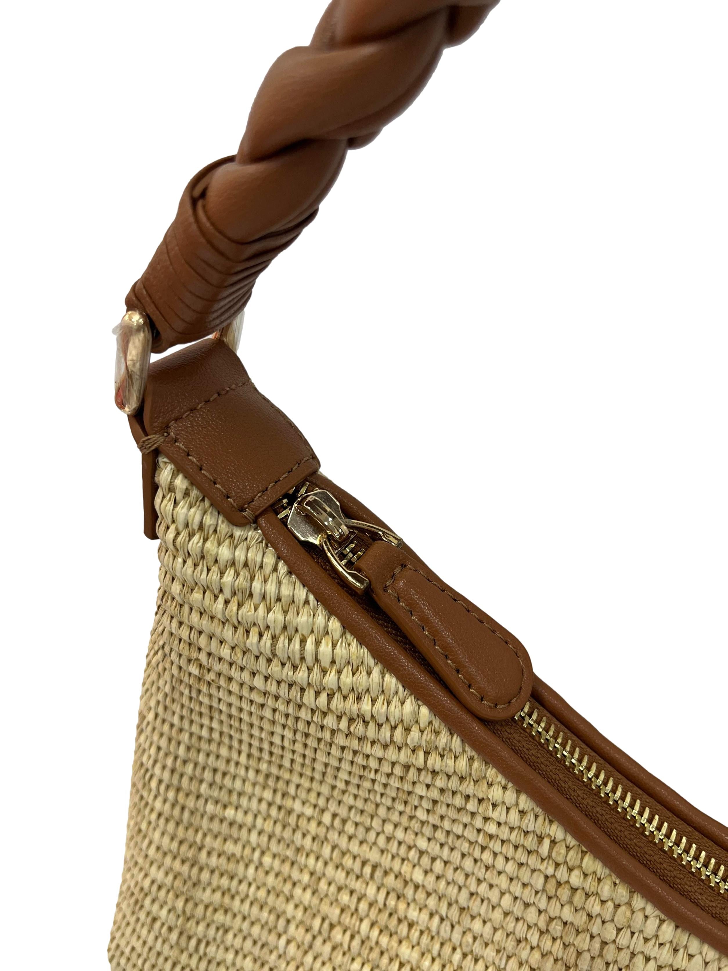 Beige Textured Nirvana Raffia Crochet Handbag