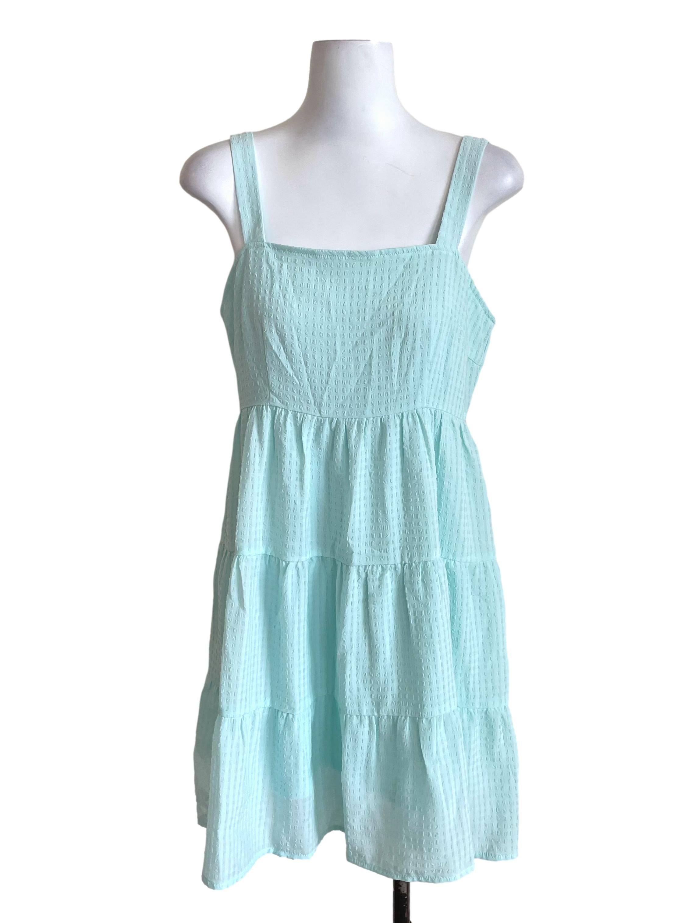 Frost Mint Textured Tiered Dress