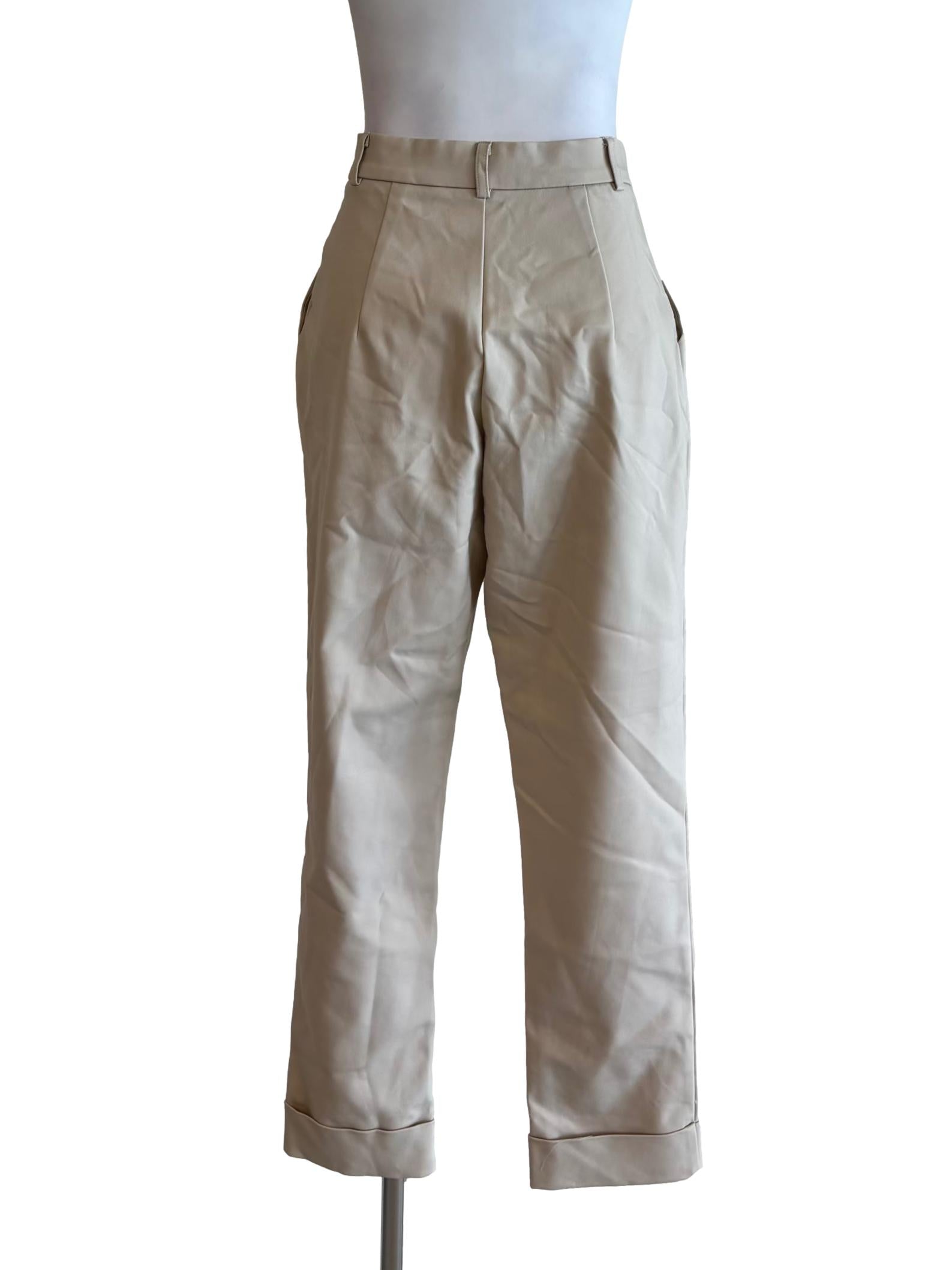 Merino Beige Slim Fit Pants