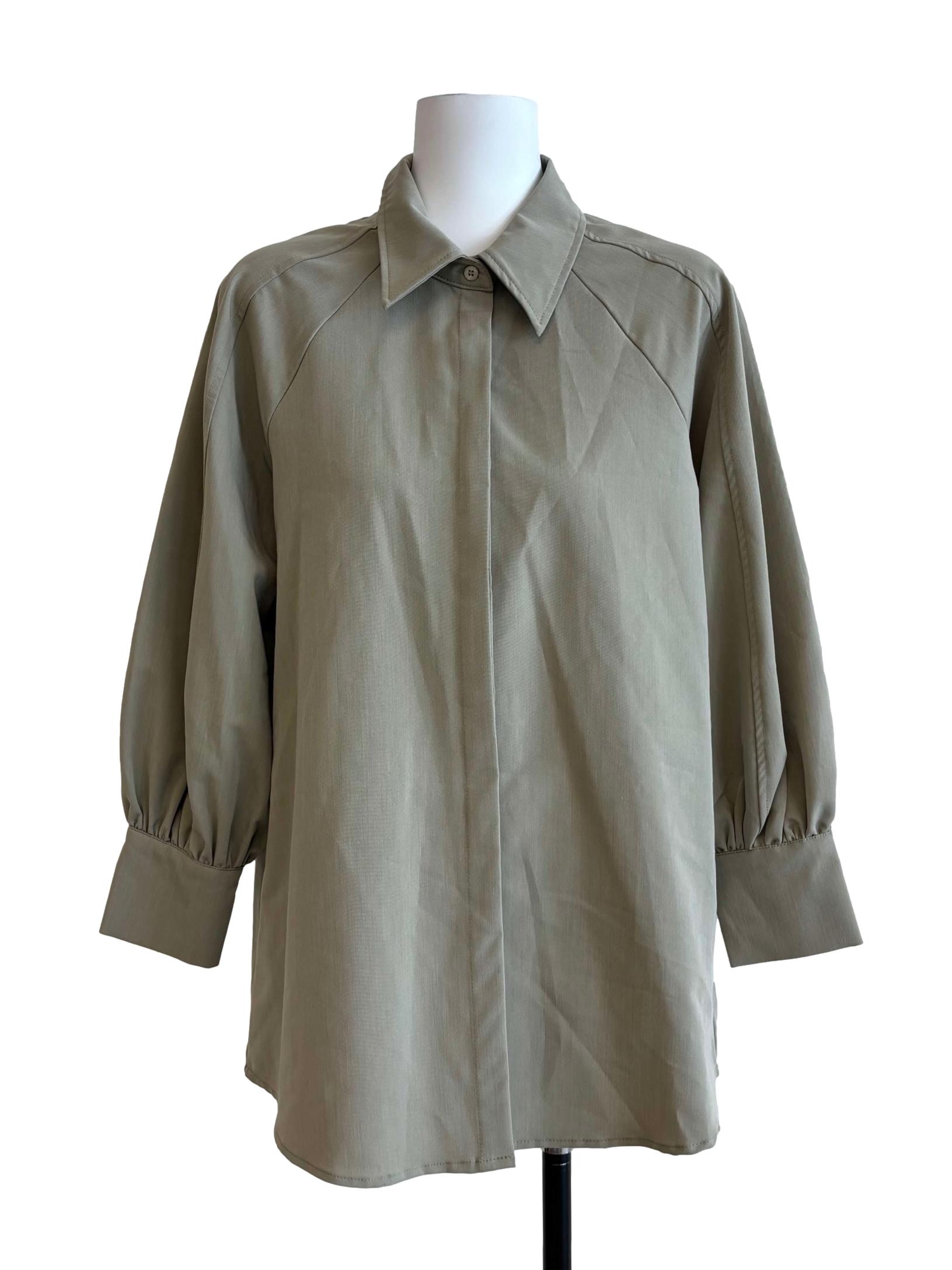 Oyster Grey Long Sleeve Collared Shirt