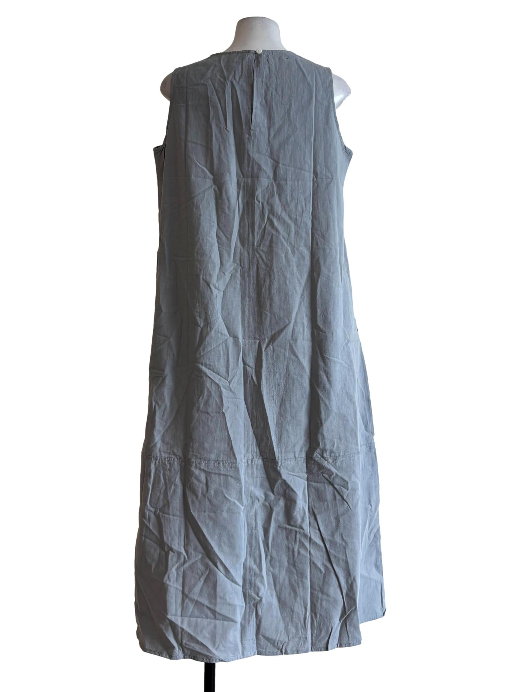 Sky Blue Cotton Sleeveless Dress