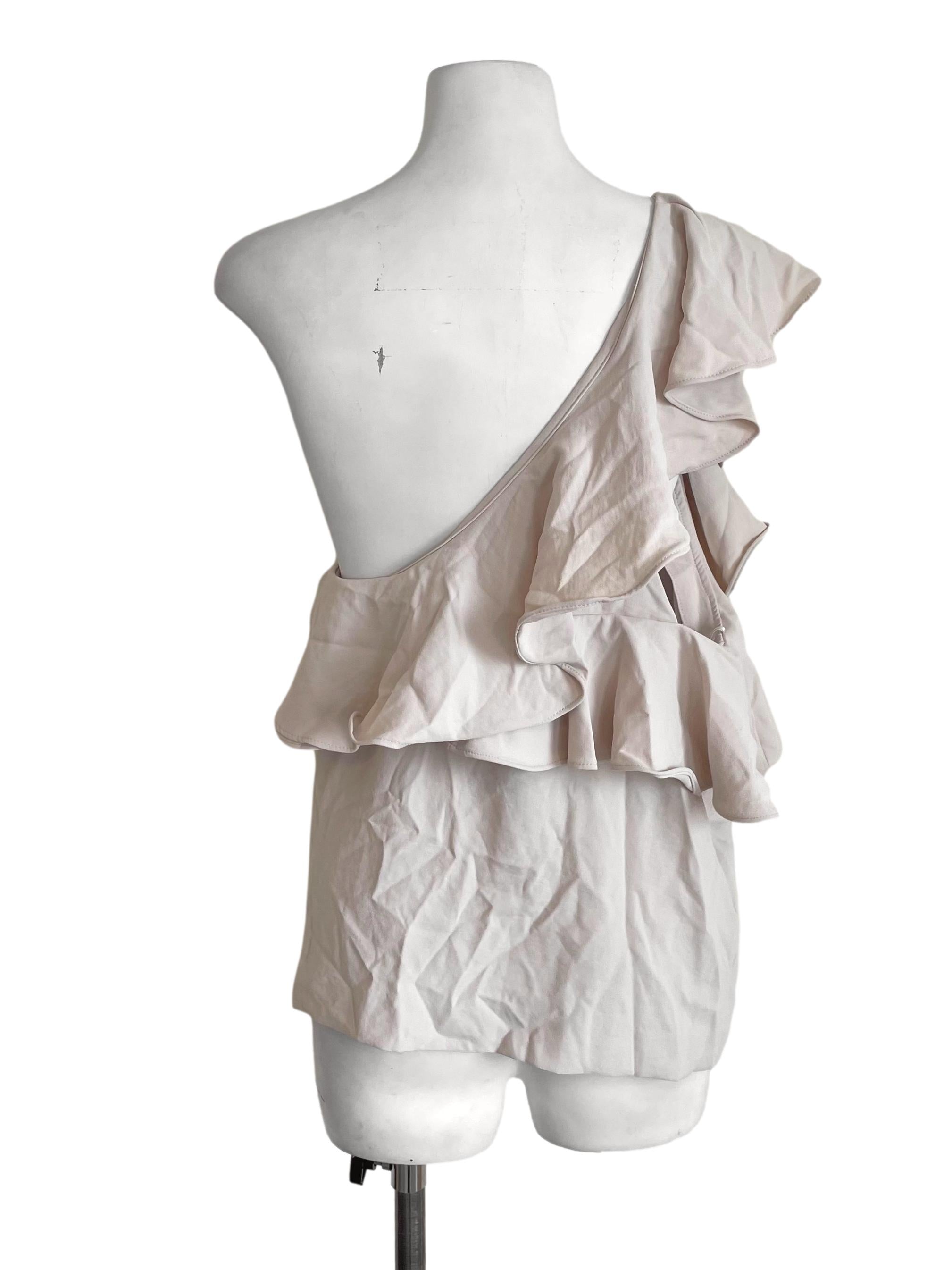 Alabaster Ruffled Asymmetric Top