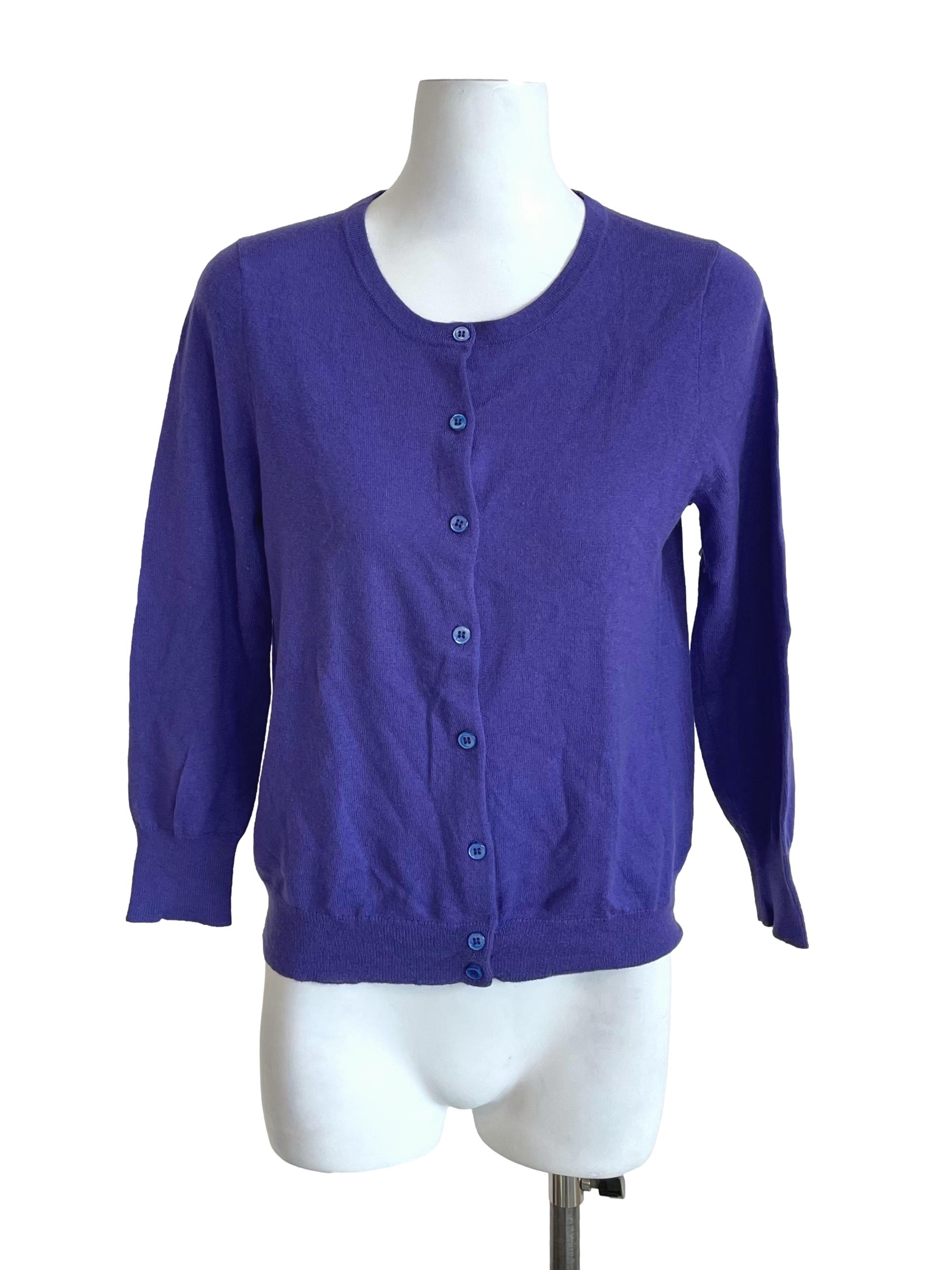 Cool Purple Round Neck Cardigan