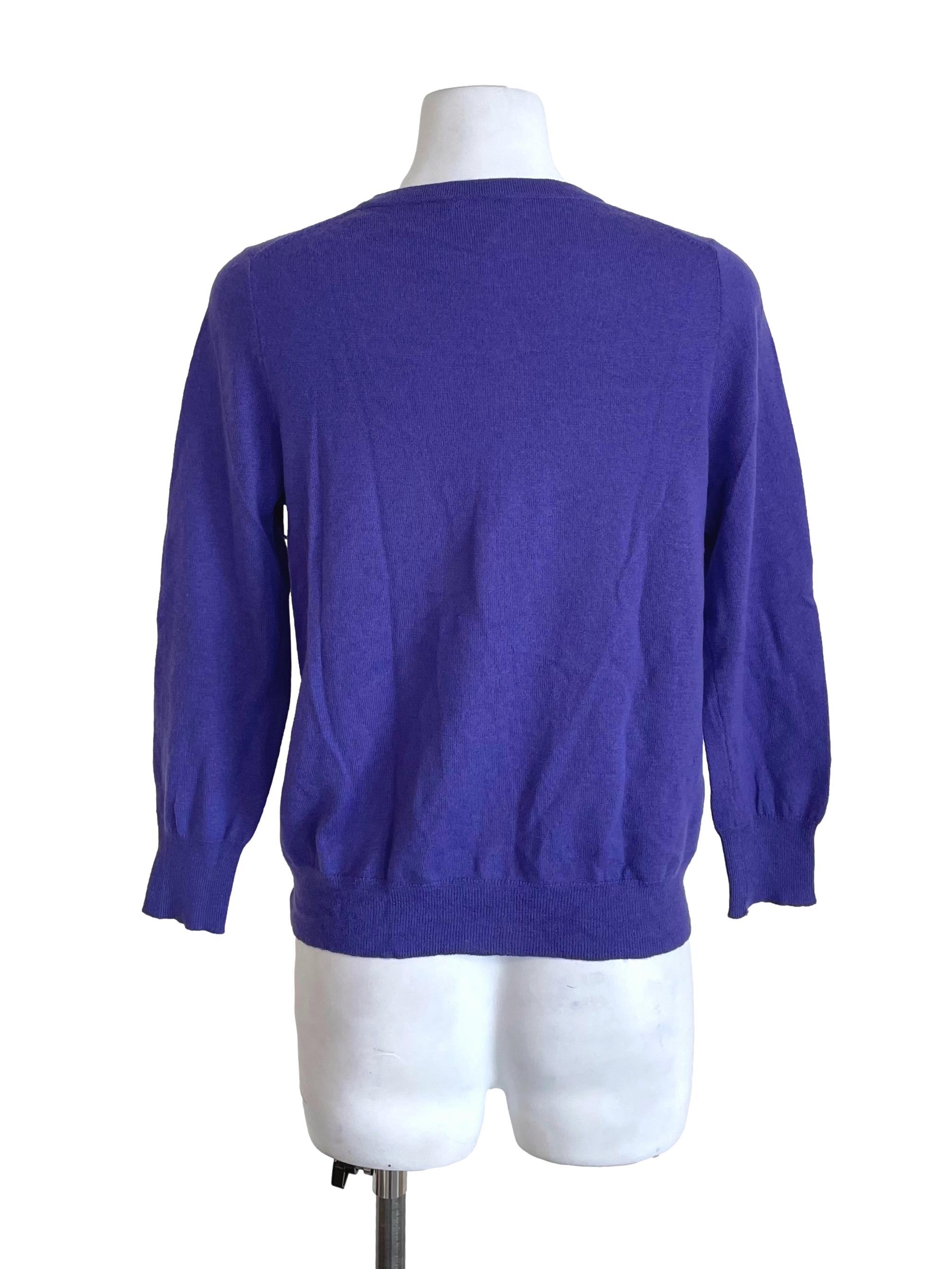 Cool Purple Round Neck Cardigan