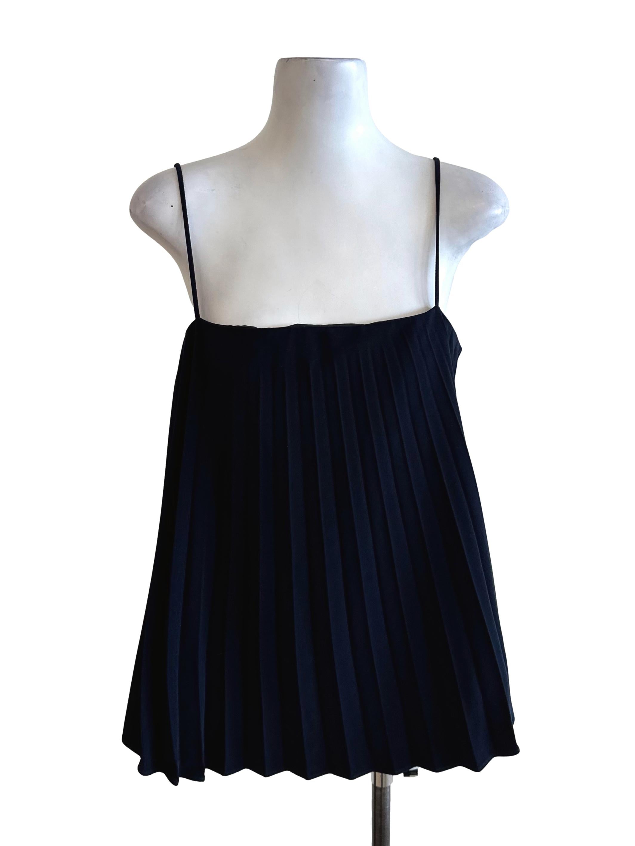 Navy Blue Square Neck Pleated Top TEM