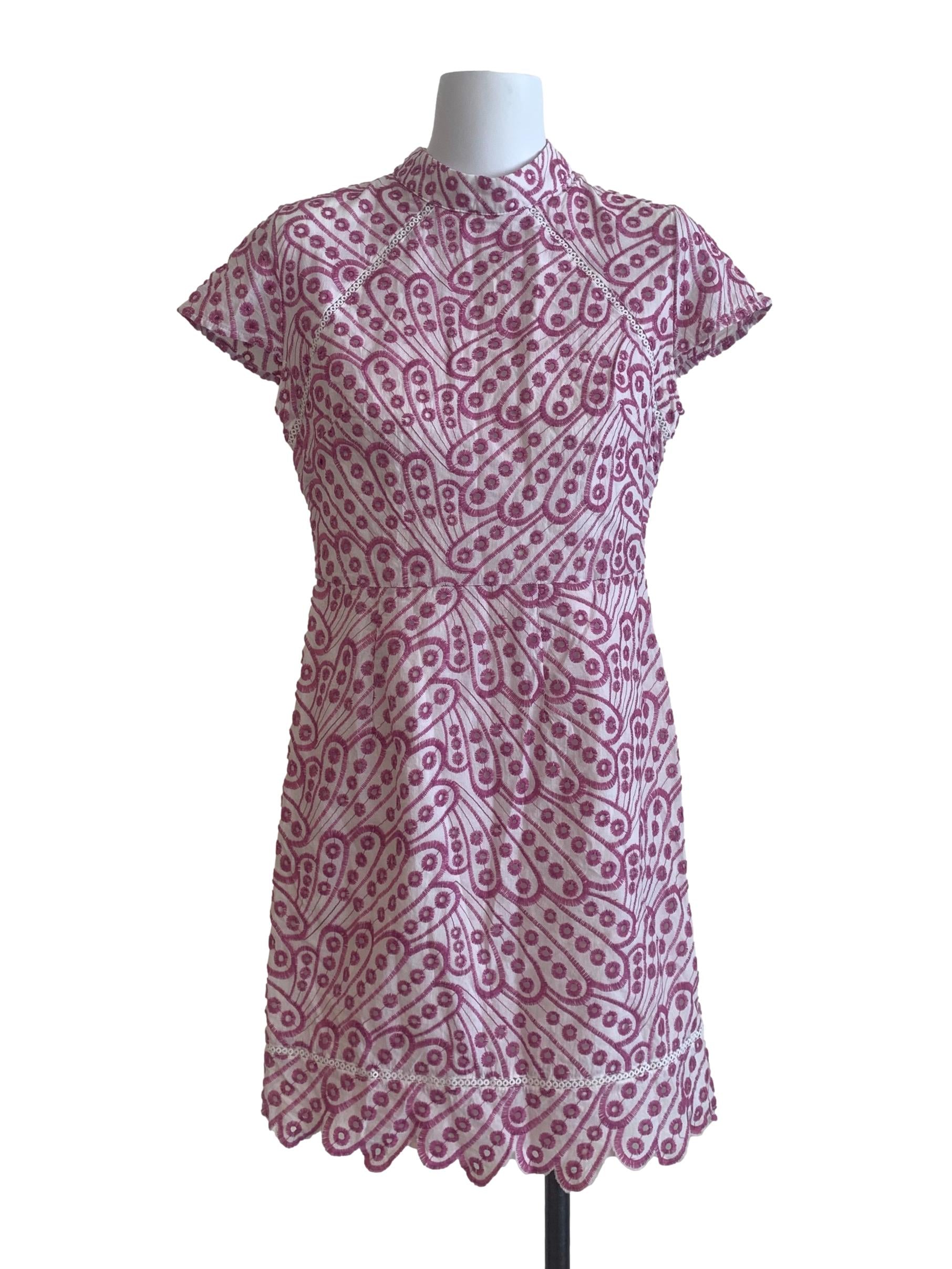 Pink Embroidery Pattern Dress