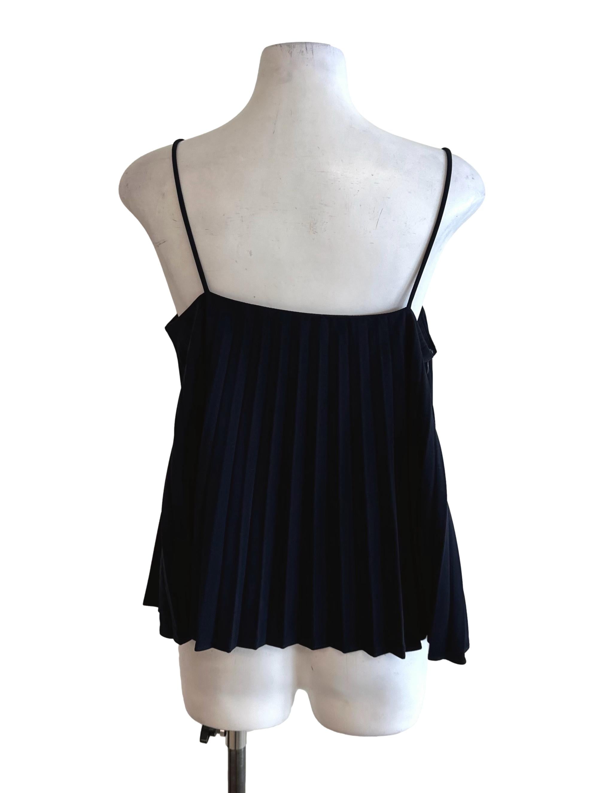 Navy Blue Square Neck Pleated Top TEM