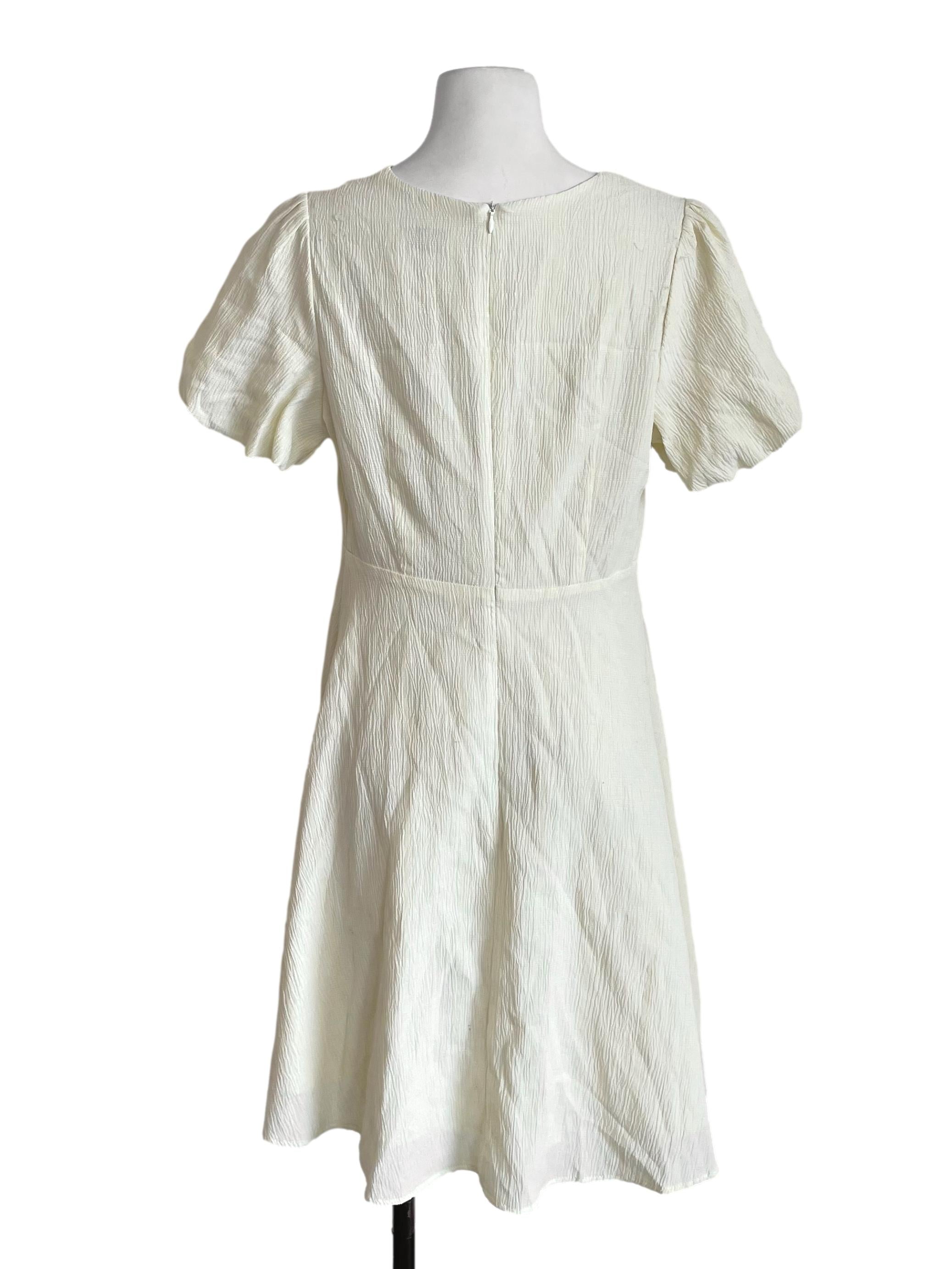 Banana V Neck Puff Sleeves Dress