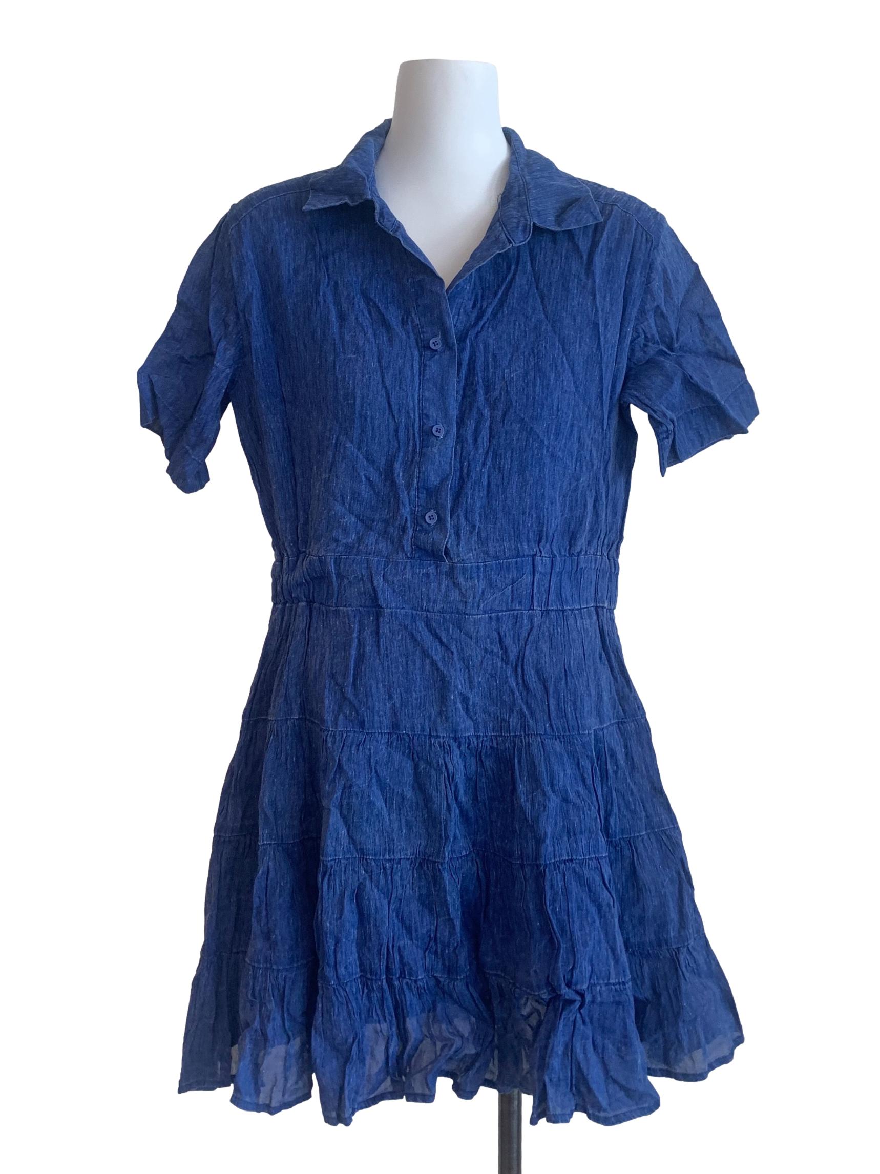 Blue Collared Shirt Dress