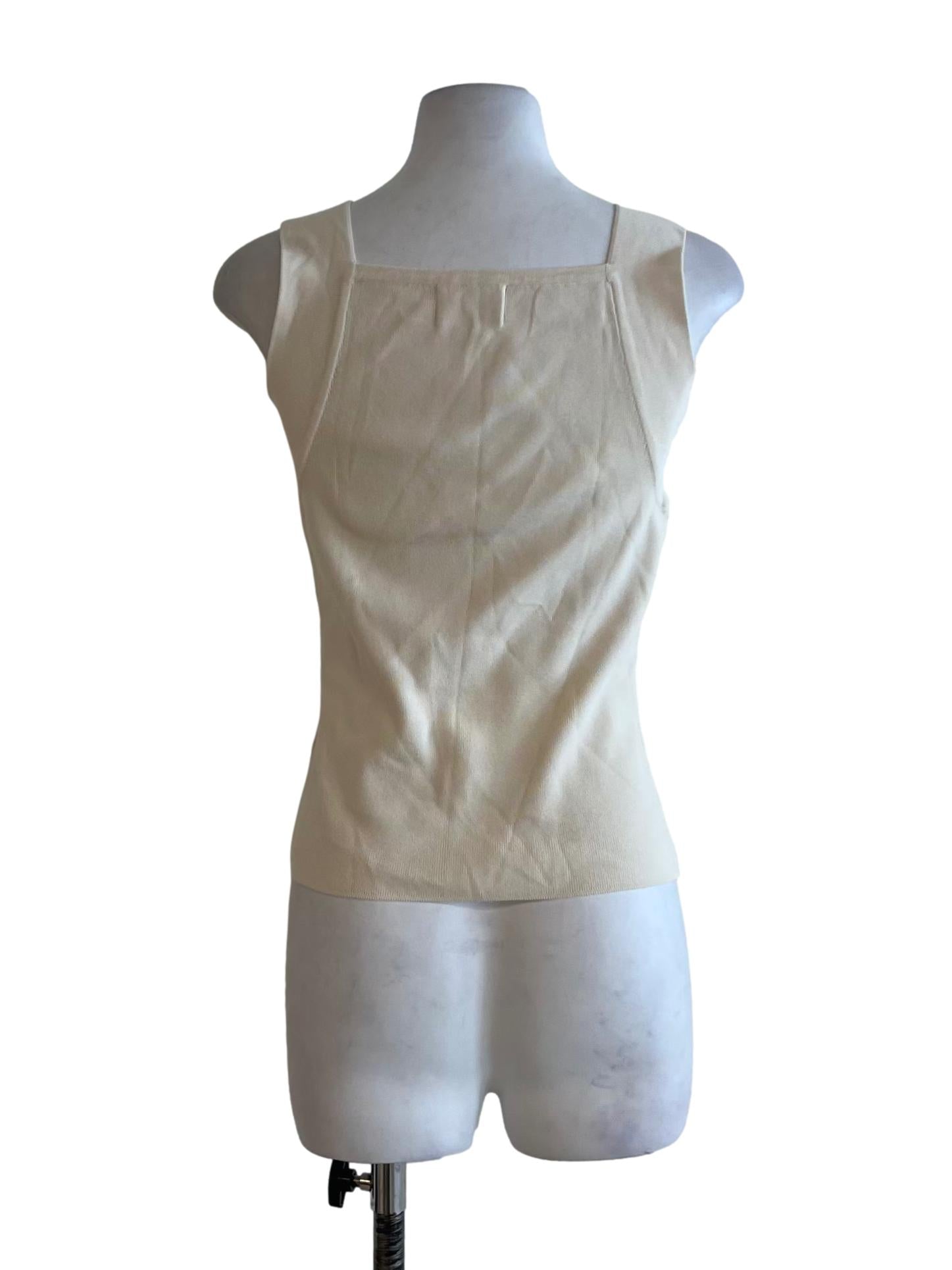 Cream Square-Neck Knit Tank Top OSN