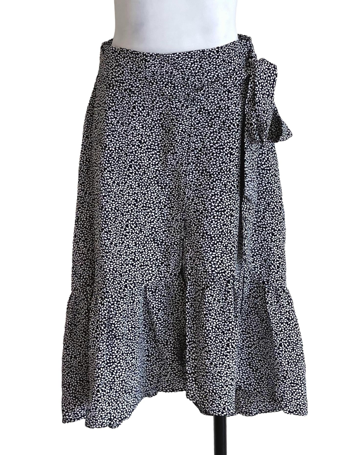 Black & White Floral Tiered Skirt